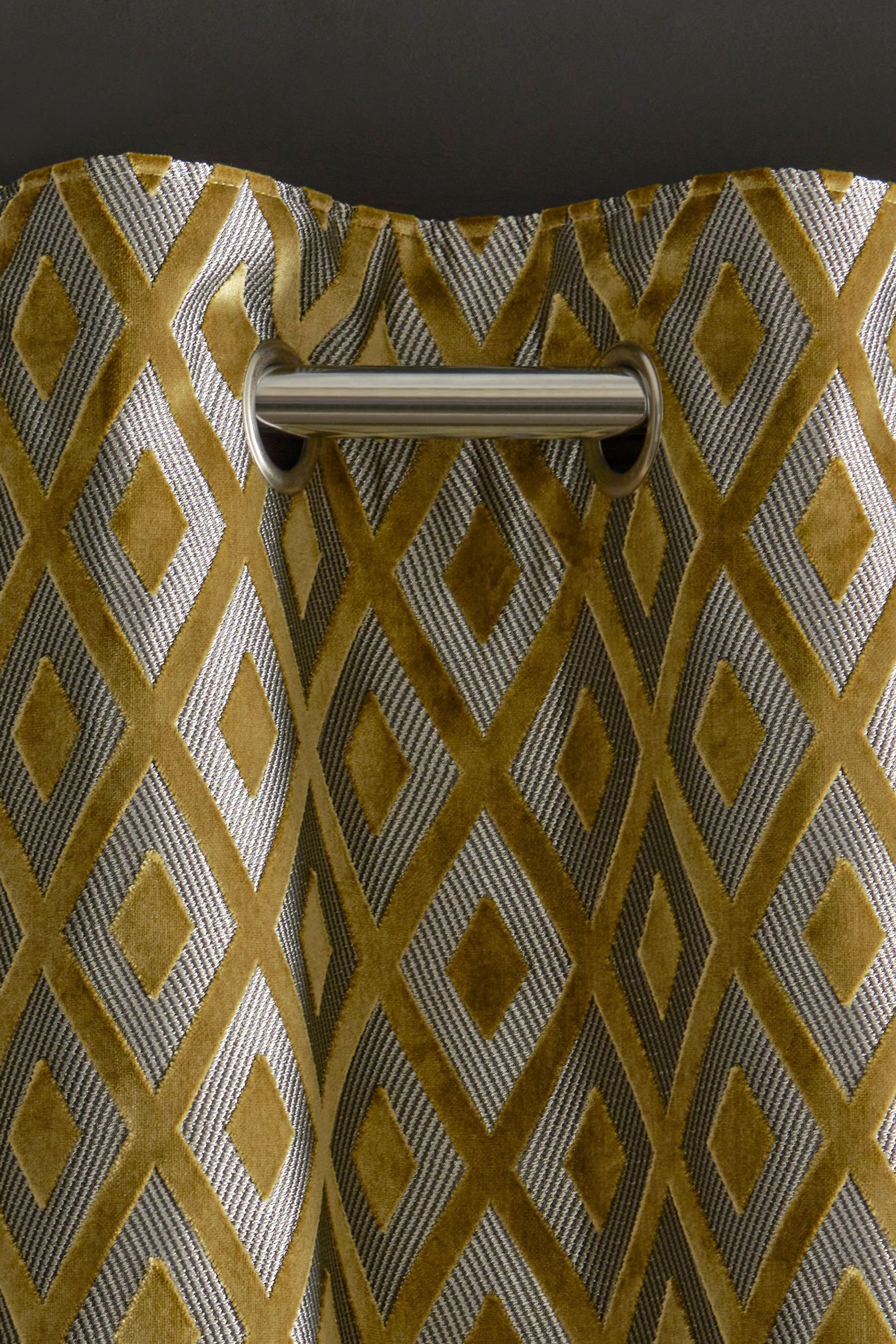 Next, Luxe St) Vorhang (2 Gold mit Rautenmuster, Collection Ösenvorhänge
