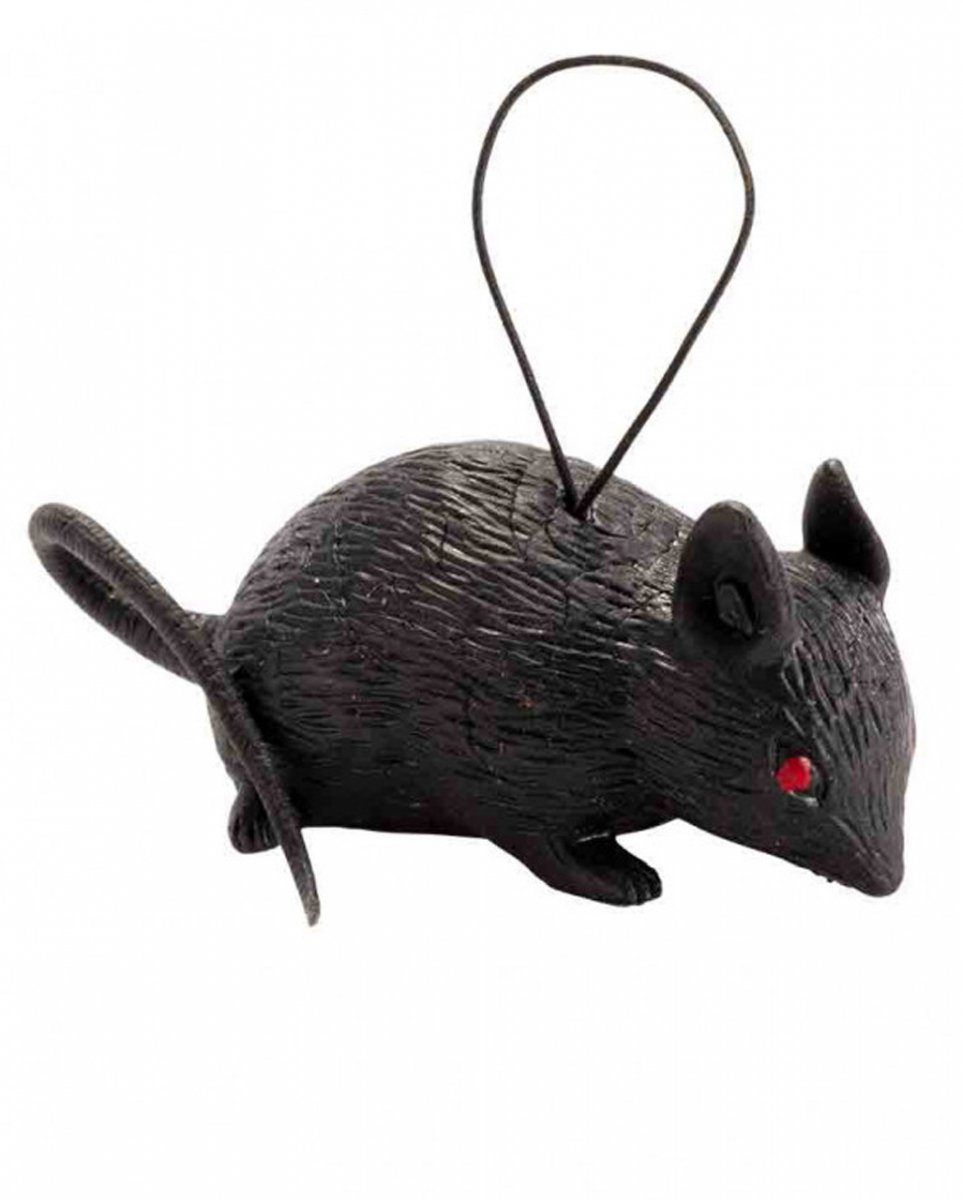 Horror-Shop Dekofigur Schwarze, kleine Maus mit roten Augen 8 cm als Dek