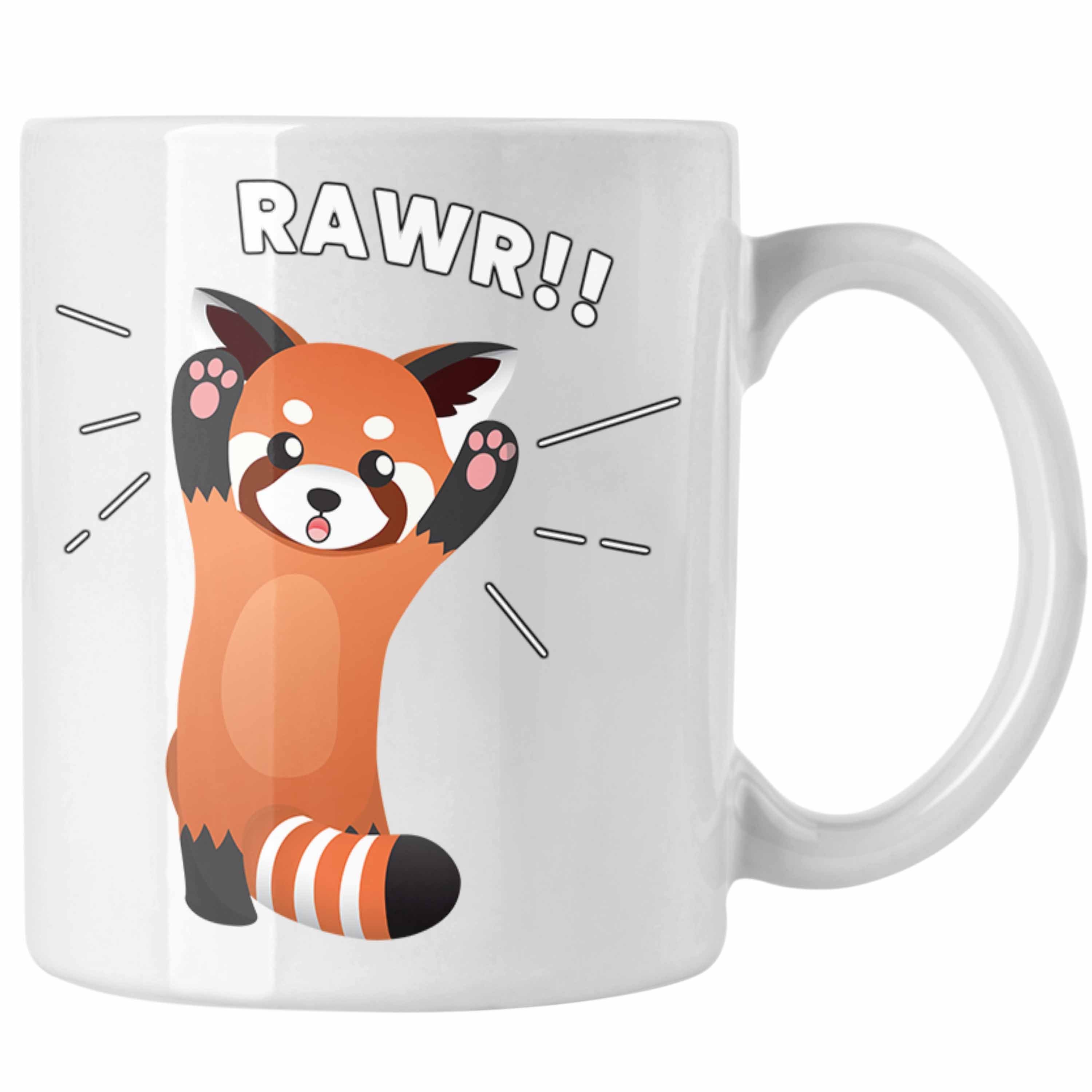 Trendation Tasse Trendation - Roter Panda Tasse Rawr Kinder Geschenkidee für Jungs Mädchen Lustige Grafik Weiss