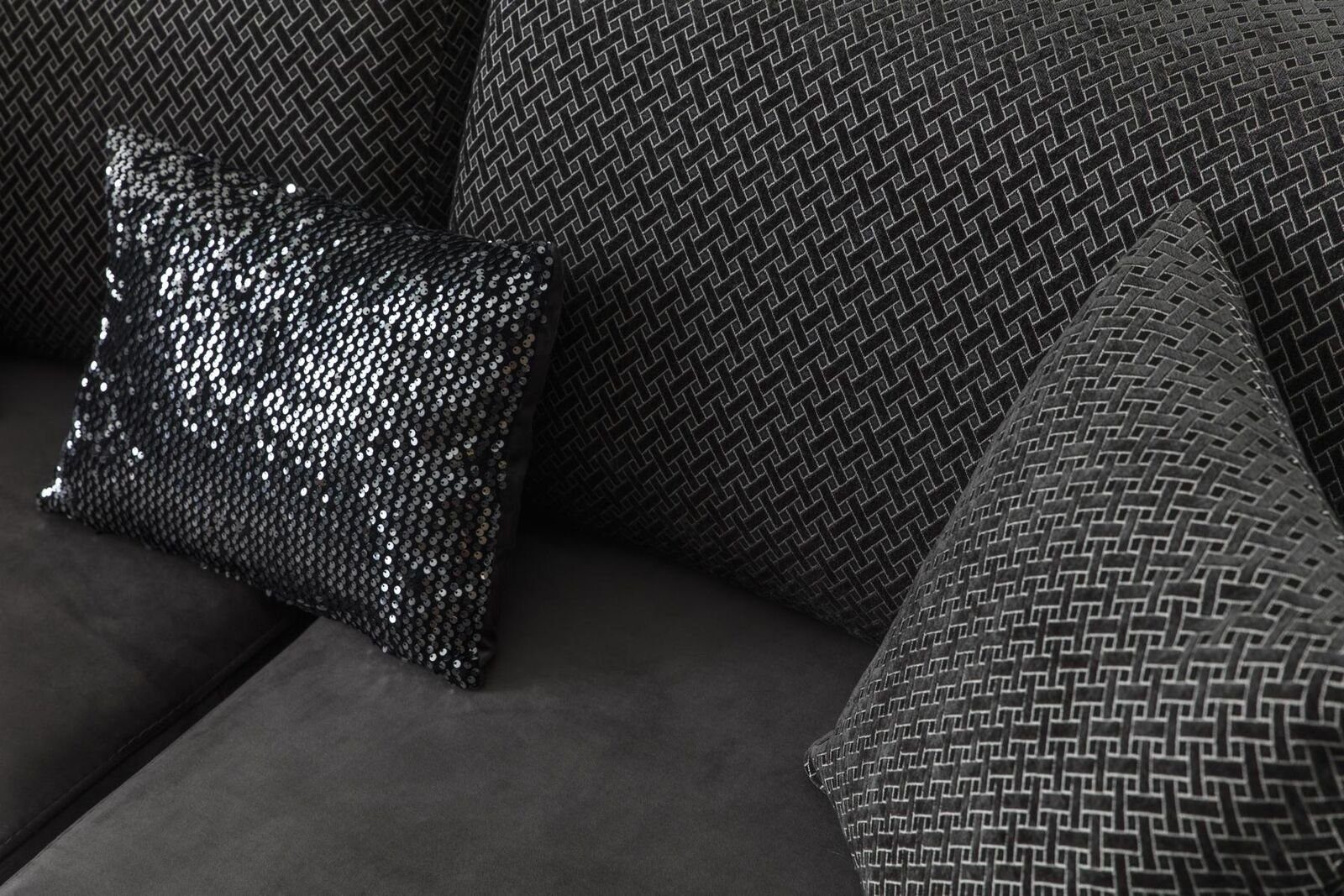 Gebogene Sofa Luxus Wohnzimmer Design JVmoebel Couch Dreisitzer Sofa Stoff