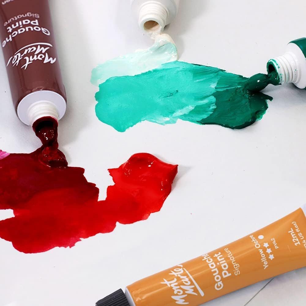 Mont Marte Bastelfarbe SIGNATURE Gouache Farben Set 12 / 24 x 12ml - Intensive Farben, Perfekt für Anfänger & Profi,lebendige Farben,samtiges & mattes Finish – Bild 4 von 5