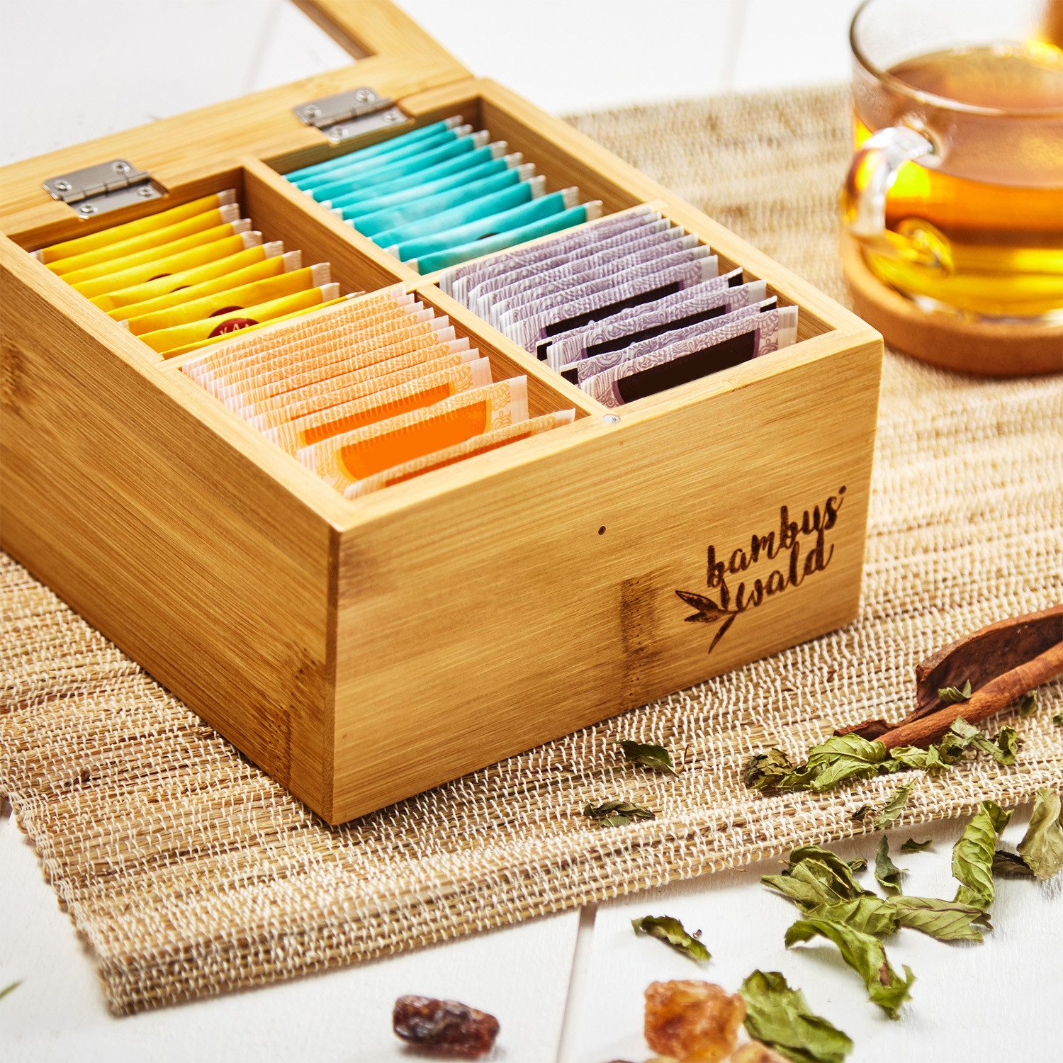 Klarstein Frischhaltedose Teebox Teekasten, Bambus