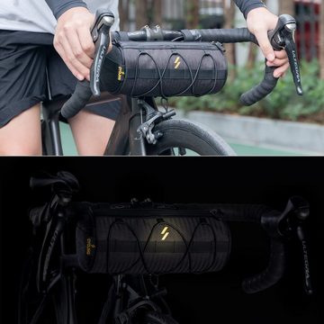 ROCKBROS Lenkertasche Multifunktionale Fahrradtasche Lenker Aufbewahrungstasche, mit Schultergurt für MTB, Rennrad Schwarz ca.2,4L