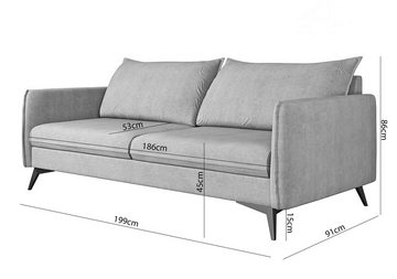S-Style Möbel 3-Sitzer Modernes Sofa Azalea mit Schwarz Metall Füßen, mit Wellenfederung