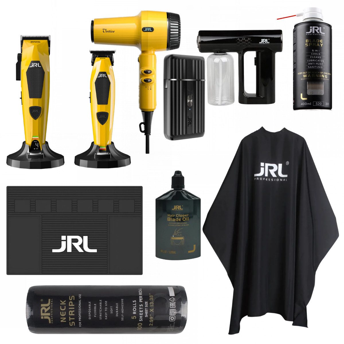 JRL Haarschneider Friseursets, Komplettset bestehend aus Clipper, Trimmer usw., Profi Barber Komplettset, kabellos & leistungsstark