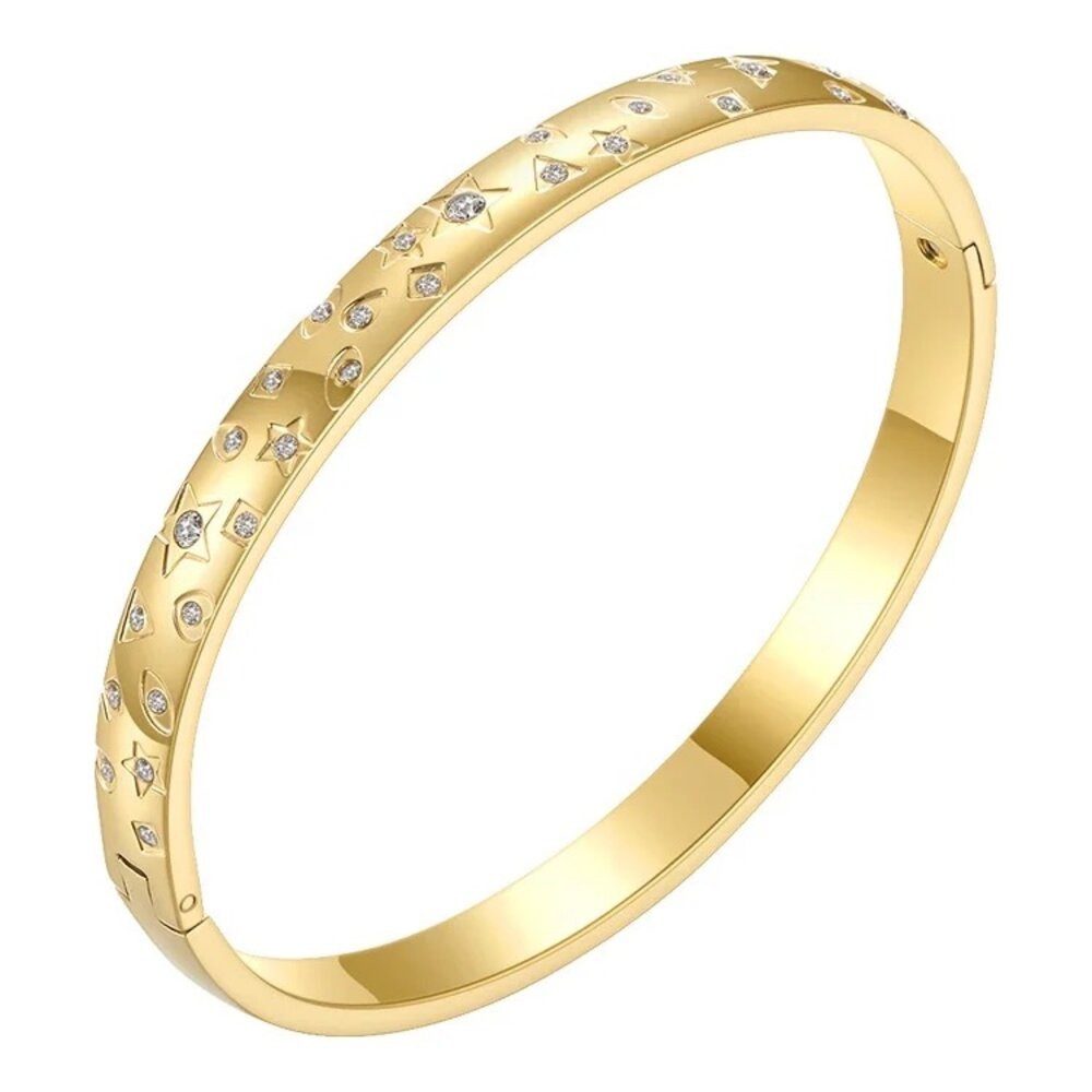 ROUGEMONT Armreif Massiver Edelstahl Armreif 18-19cm Gold Hypoallergen Wass günstig online kaufen