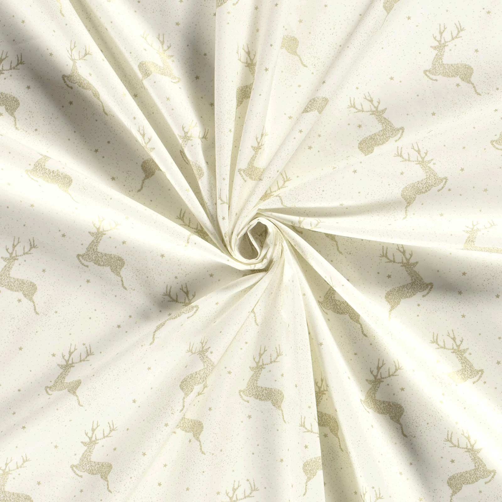 maDDma Stoff 1m Popeline Dekostoff Baumwollstoff goldener Hirsch Weihnachte günstig online kaufen