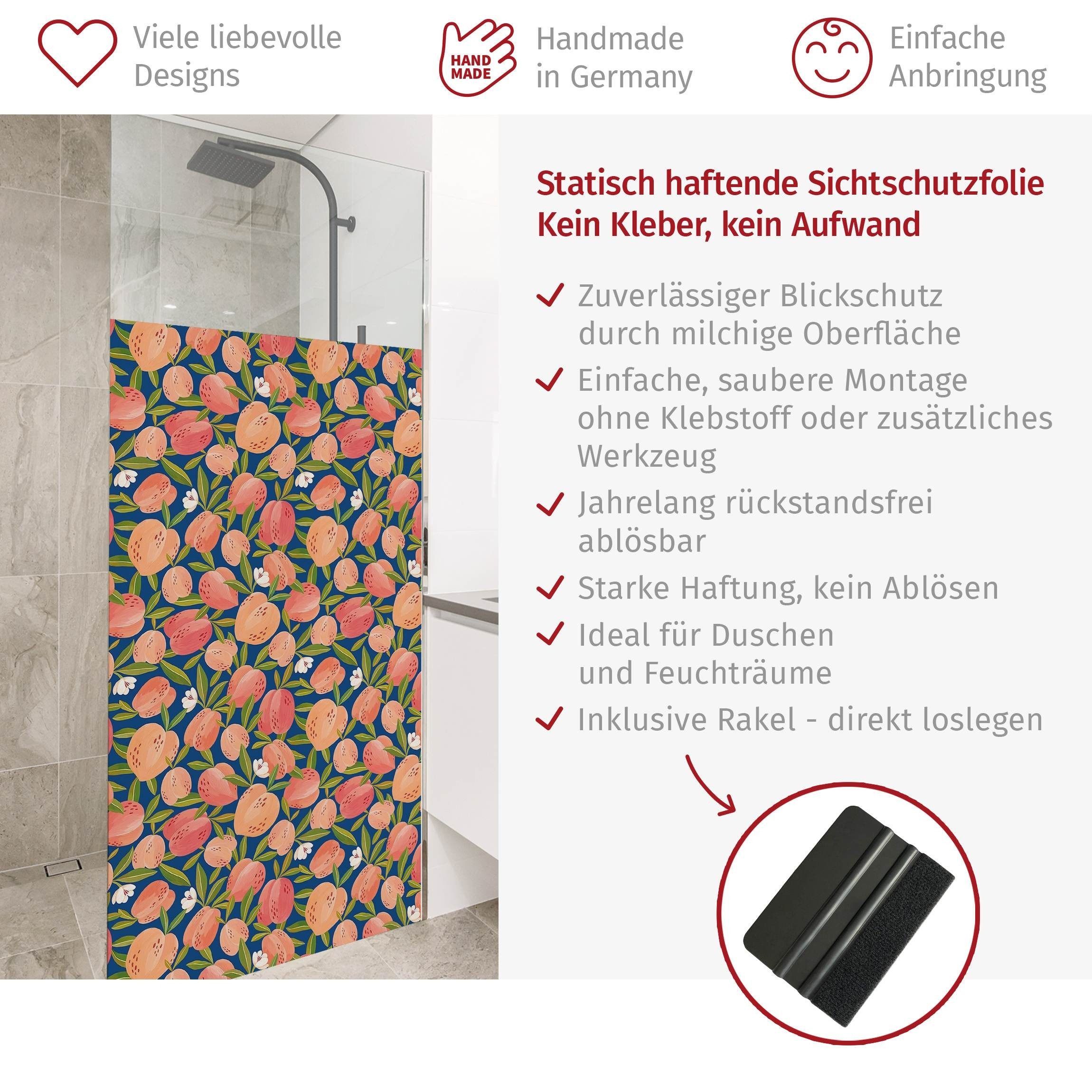 Bilderdepot24 Fensterfolie Dusche blickdicht statisch haftend Geometrisches Musterdesign, blickdicht, Statisch haftend, blickdicht, wasserfest, wiederverwendbar, ablösbar