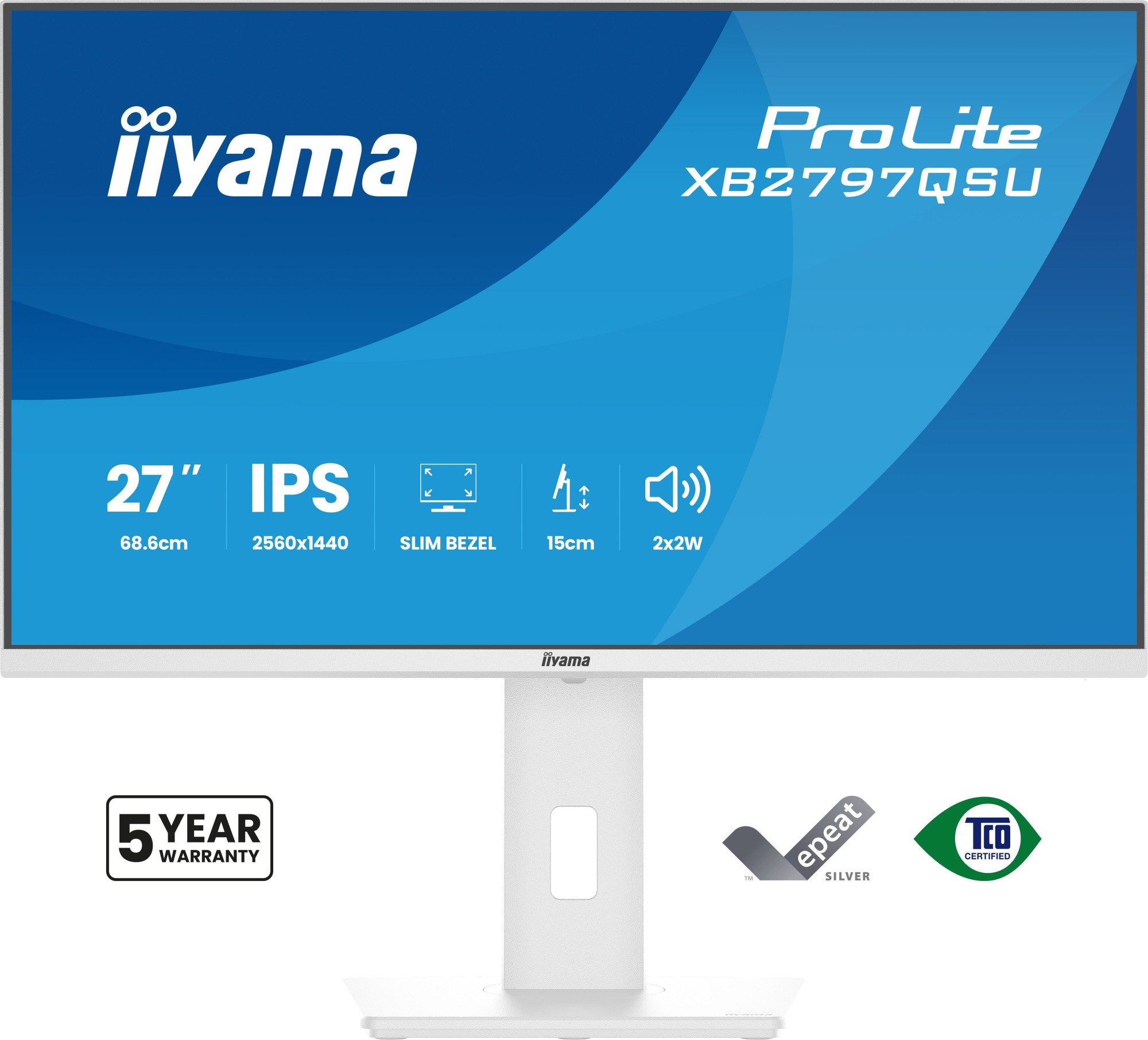 Iiyama ProLite XB2797QSU-W1 TFT-Monitor (68,6 cm/27 ", 2560 x 1440 px, QHD, 1 ms Reaktionszeit, 75 Hz, LED)