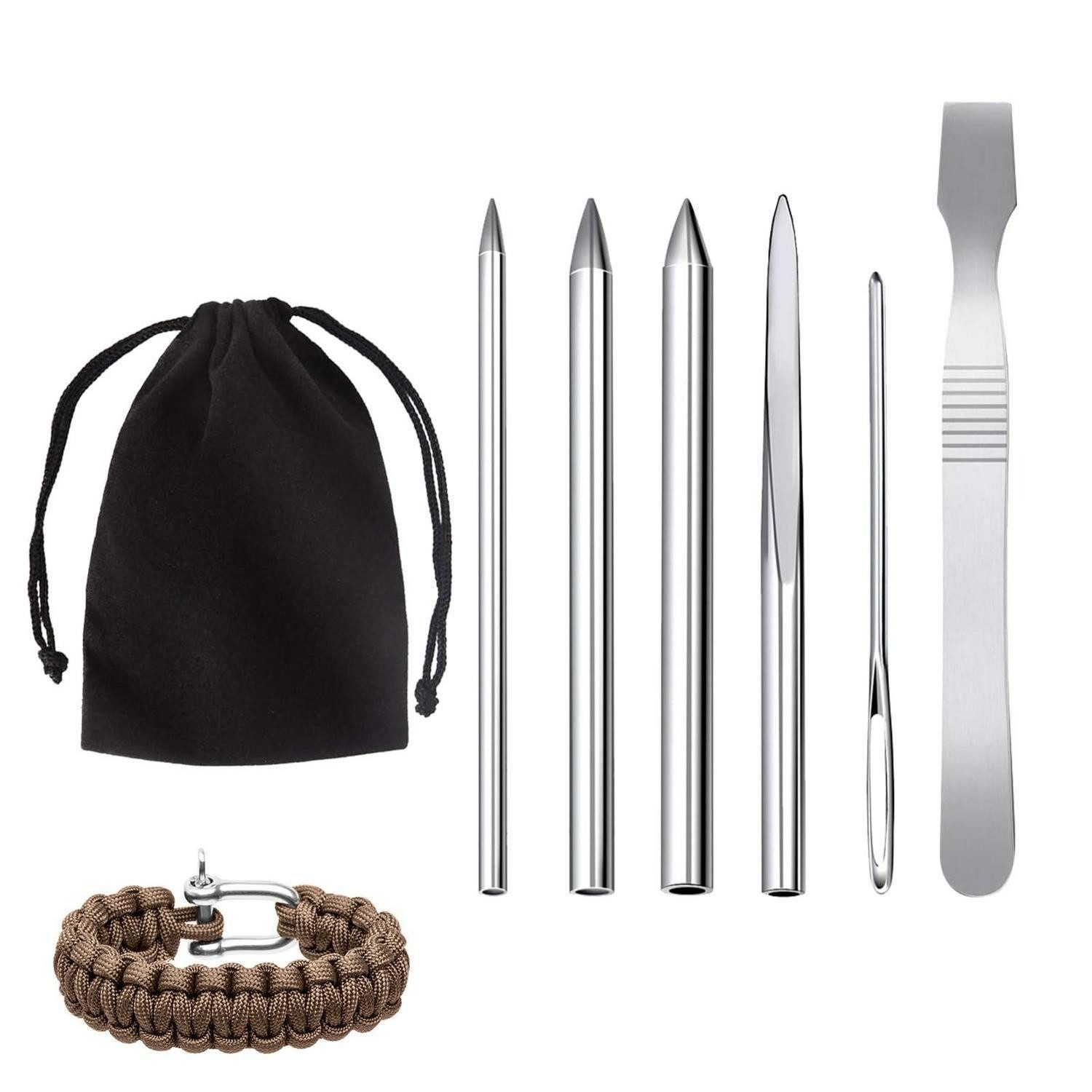 LuxusKollektion Nähnadeln Paracord Nadelset 6tlg Edelstahl mit Tasche, 1 St.