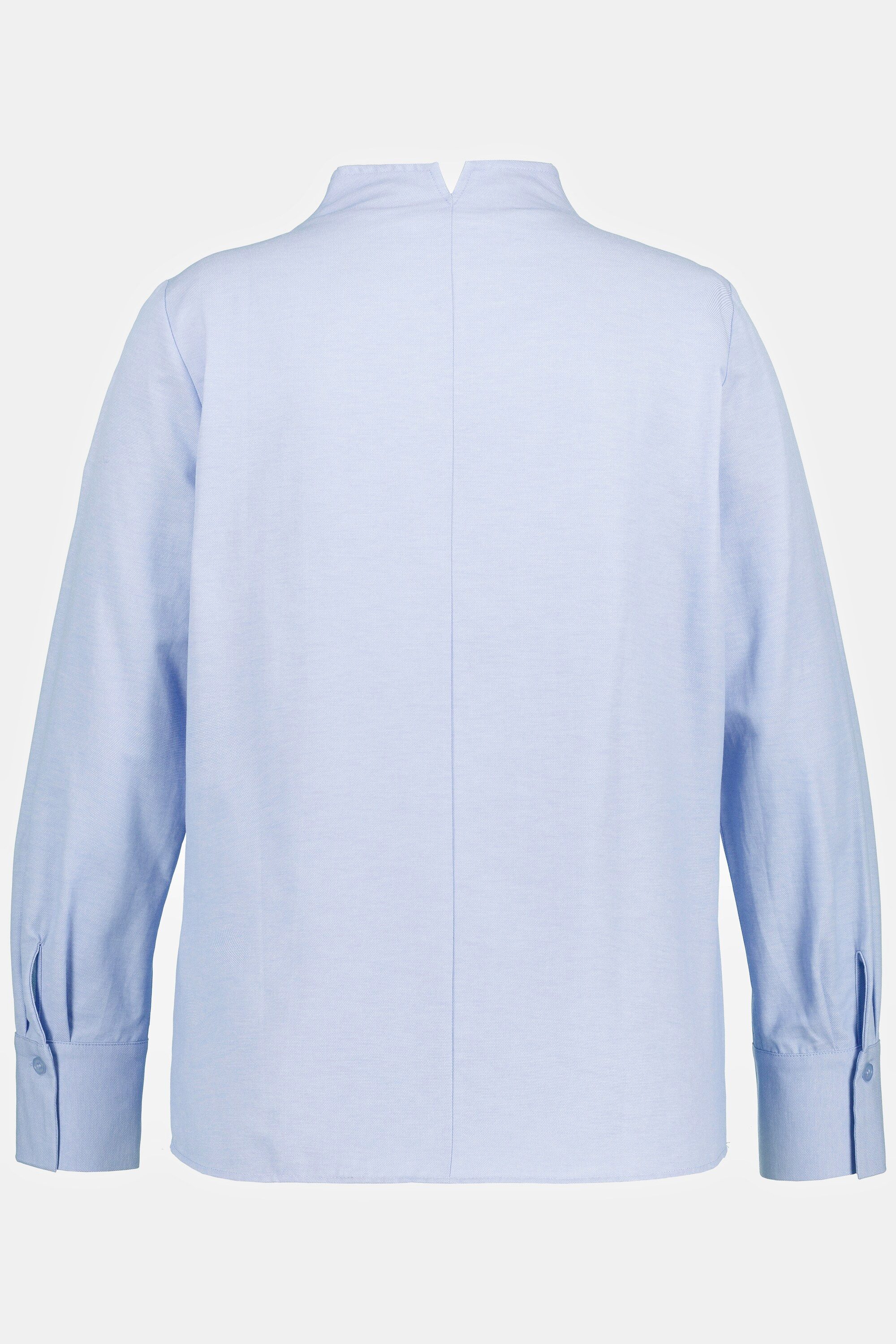 Ulla Popken Longbluse Bluse Oxford-Gewebe Kelchkragen Langarm