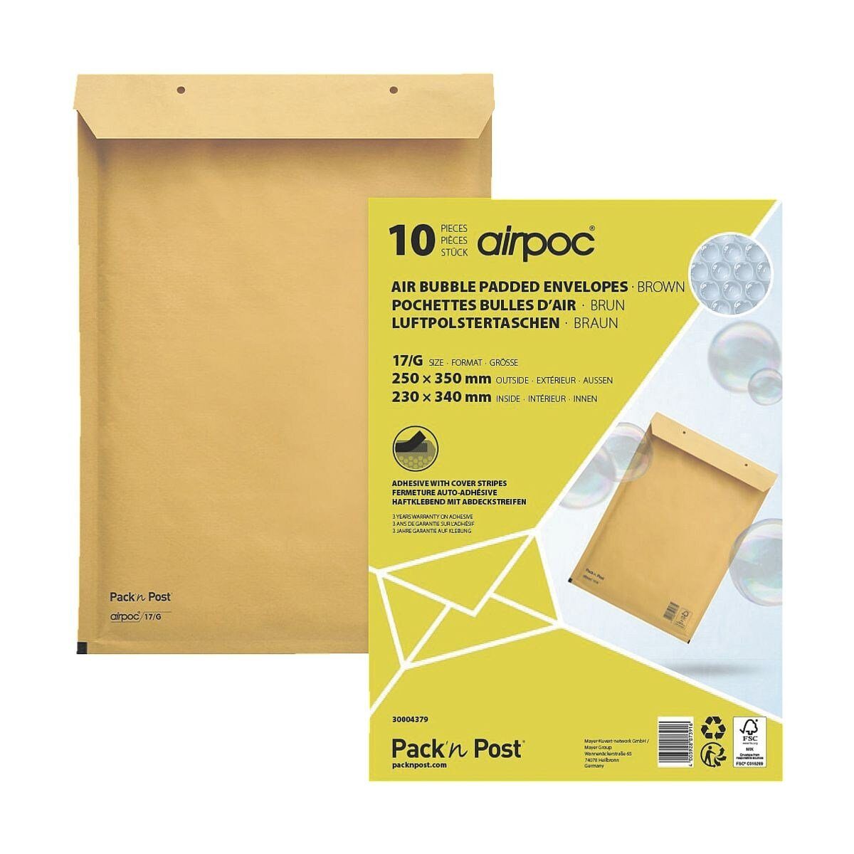 MAILMEDIA Versandtasche airpoc®, mit PE-Luftpolsterung, 25x35 cm, ohne Fenster, Haftklebung