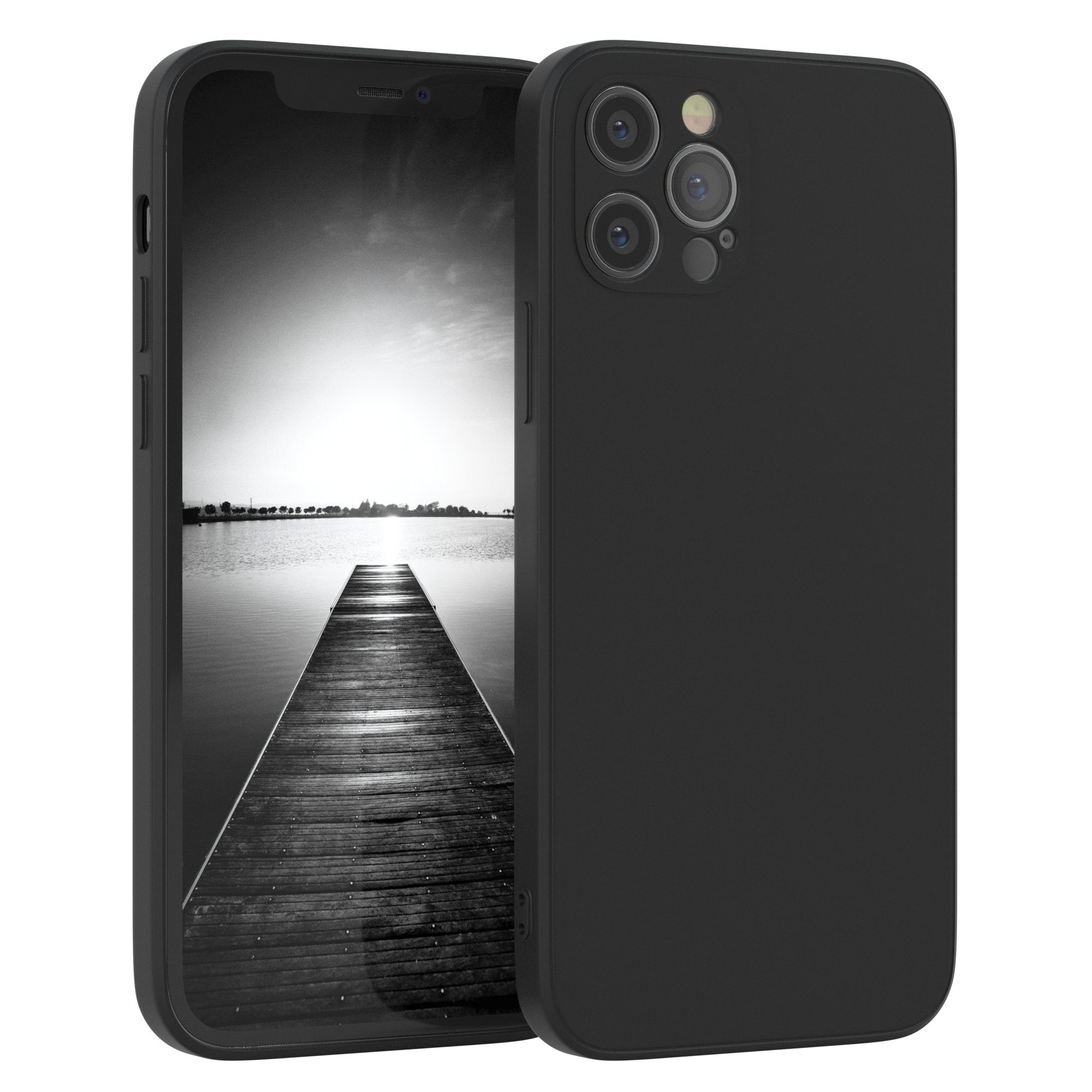 EAZY CASE Handyhülle TPU Hülle für Apple iPhone 12 Pro 6,1 Zoll, Silikon Schutzhülle mit Kameraschutz kratzfest Back Cover Etui Schwarz