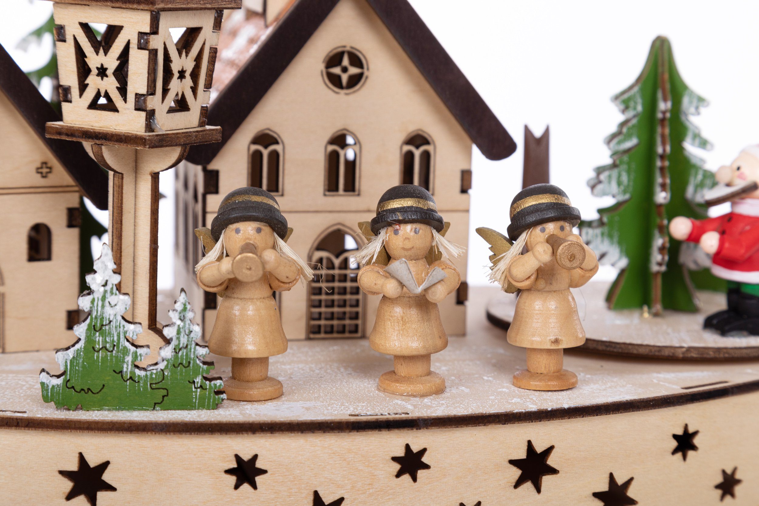 kleinem Weihnachtsdorf Weihnachtsdorf mit Wohnando Spieluhr aus Holz
