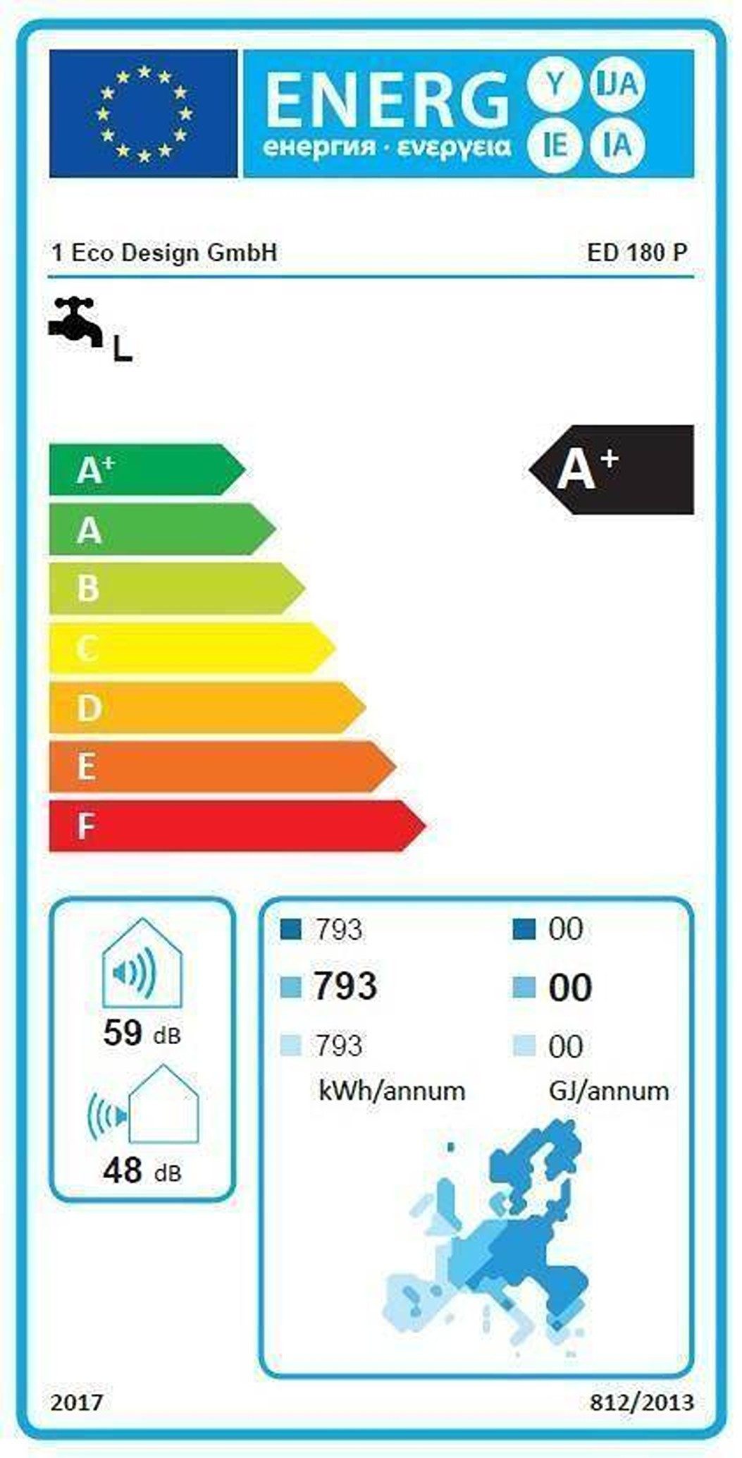 1 Eco Design GmbH Warmwasser-Wärmepumpe Ecodesign ED180 WL Intelligente Warmwasserwärmepumpe, Smart und PV-fit