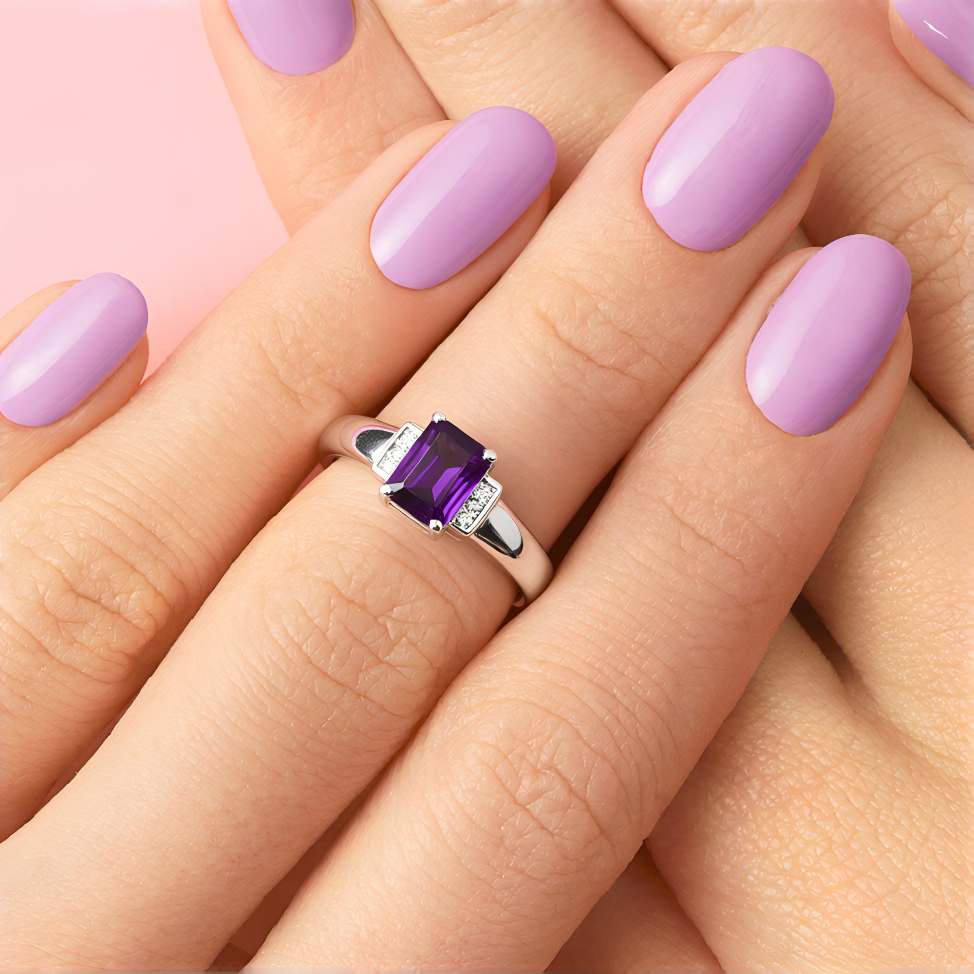 Cavill Diamantring Cavill Amethystring 0,81 ct Oktagon 925 Silber mit Diama günstig online kaufen