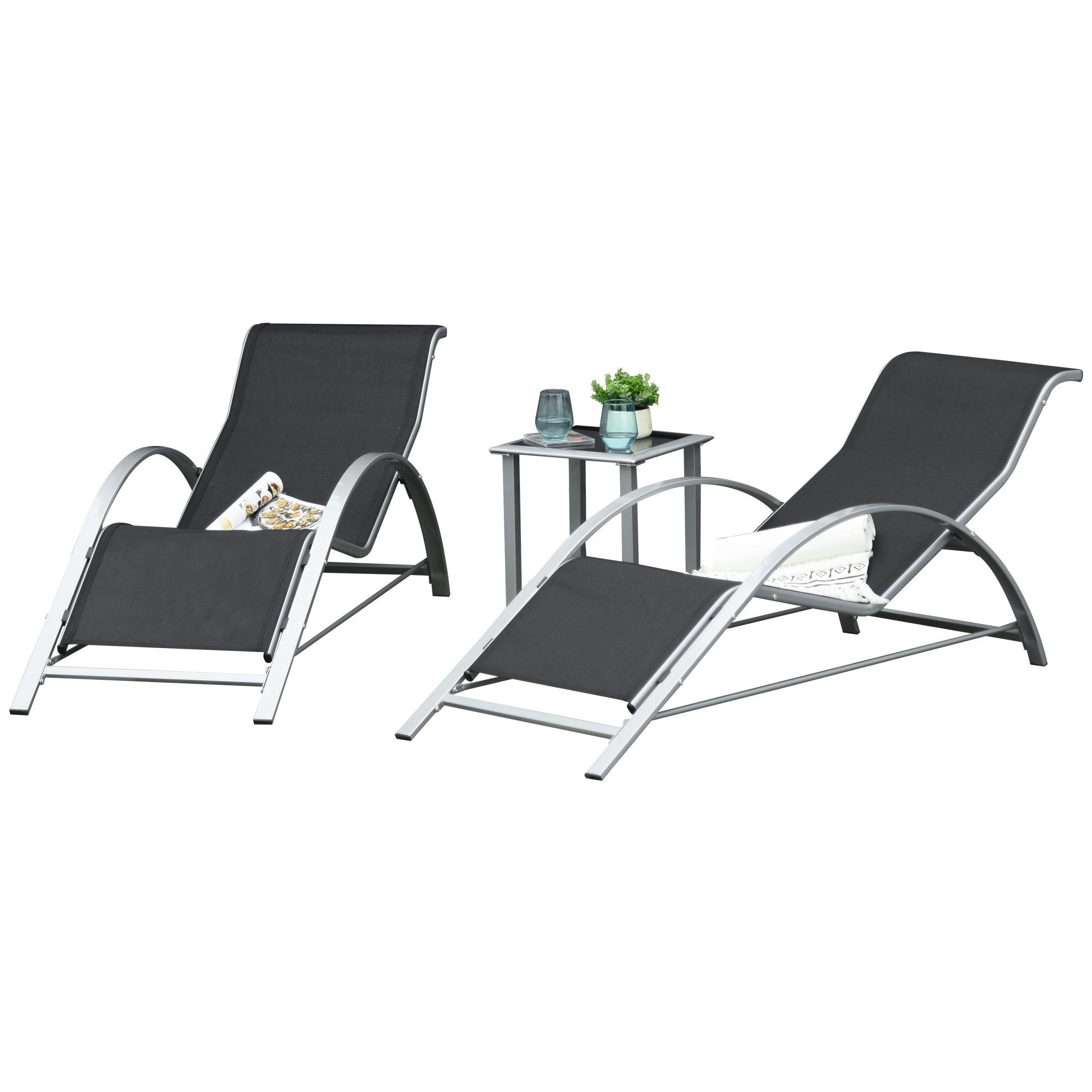 Outsunny Gartenliege »2er Set Gartenliegen mit Tisch« online kaufen OTTO