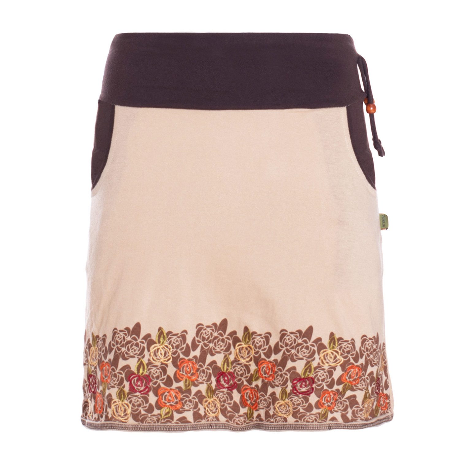 Minirock Blumen-Muster breiter Bund mit Kordel-Zug und Taschen mit Stickerei