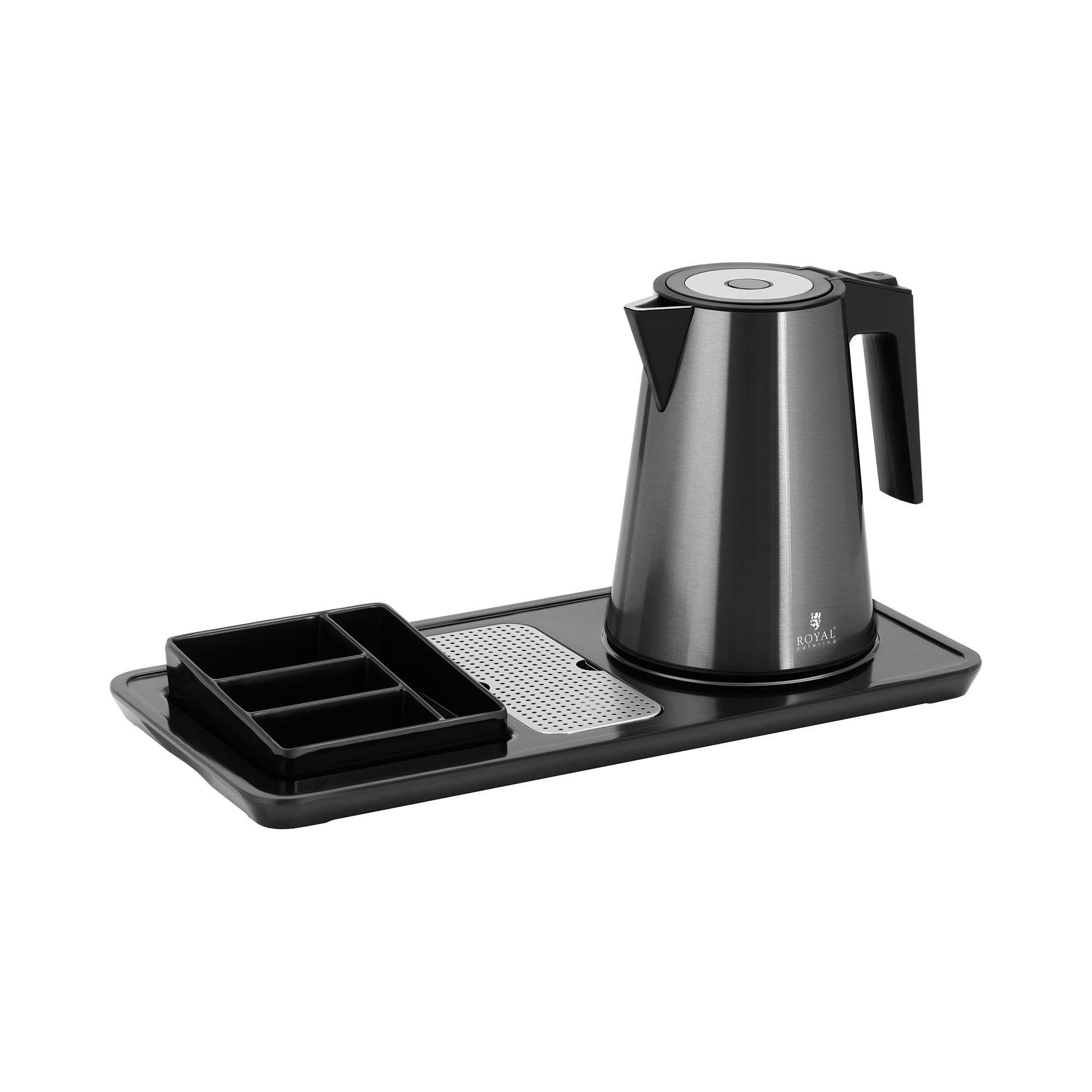 Royal Catering Kaffee- /Teestation RC-HKS03, 1.2l Kaffeekanne, 1,2 L Hotel-Wasserkocher 1800 W Edelstahl Kaffeestation schwarz