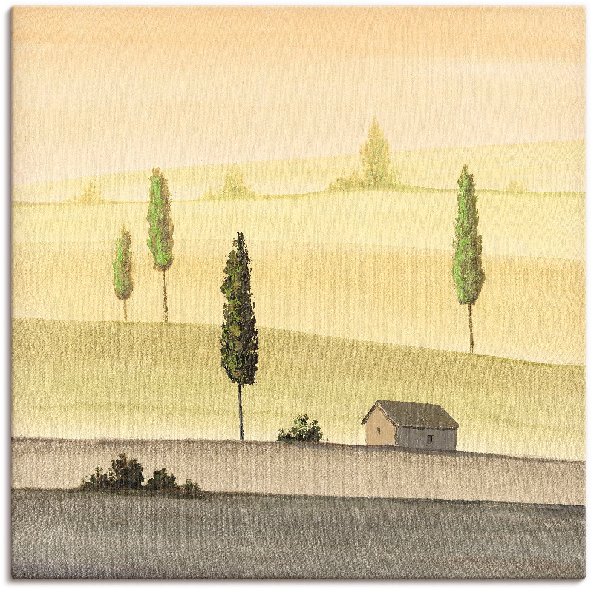 Artland Leinwandbild Landschaft in Grün, Wiesen & Bäume (1 St), auf