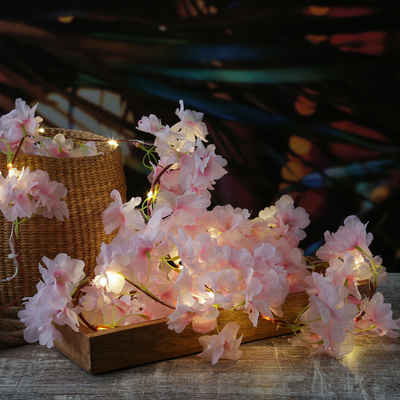 MARELIDA LED-Lichterkette LED Lichterkette rosa Kirschblüten Deko Blumengirlande Timer L: 1,8m, 20-flammig