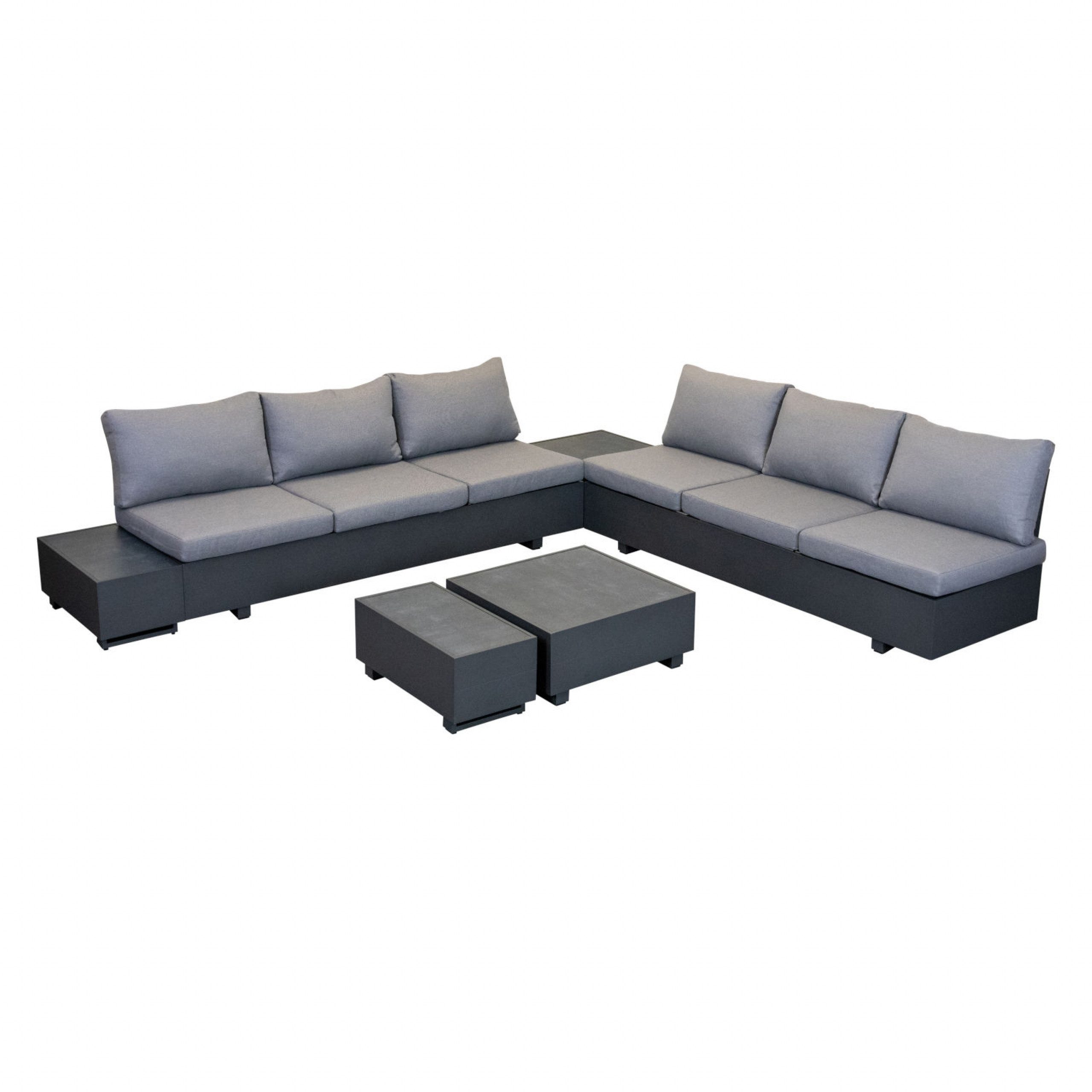 Inko Gartenlounge-Set Inko 6-teilige Eck-Lounge-Sitzgruppe Pasadena Aluminium anthrazit mit