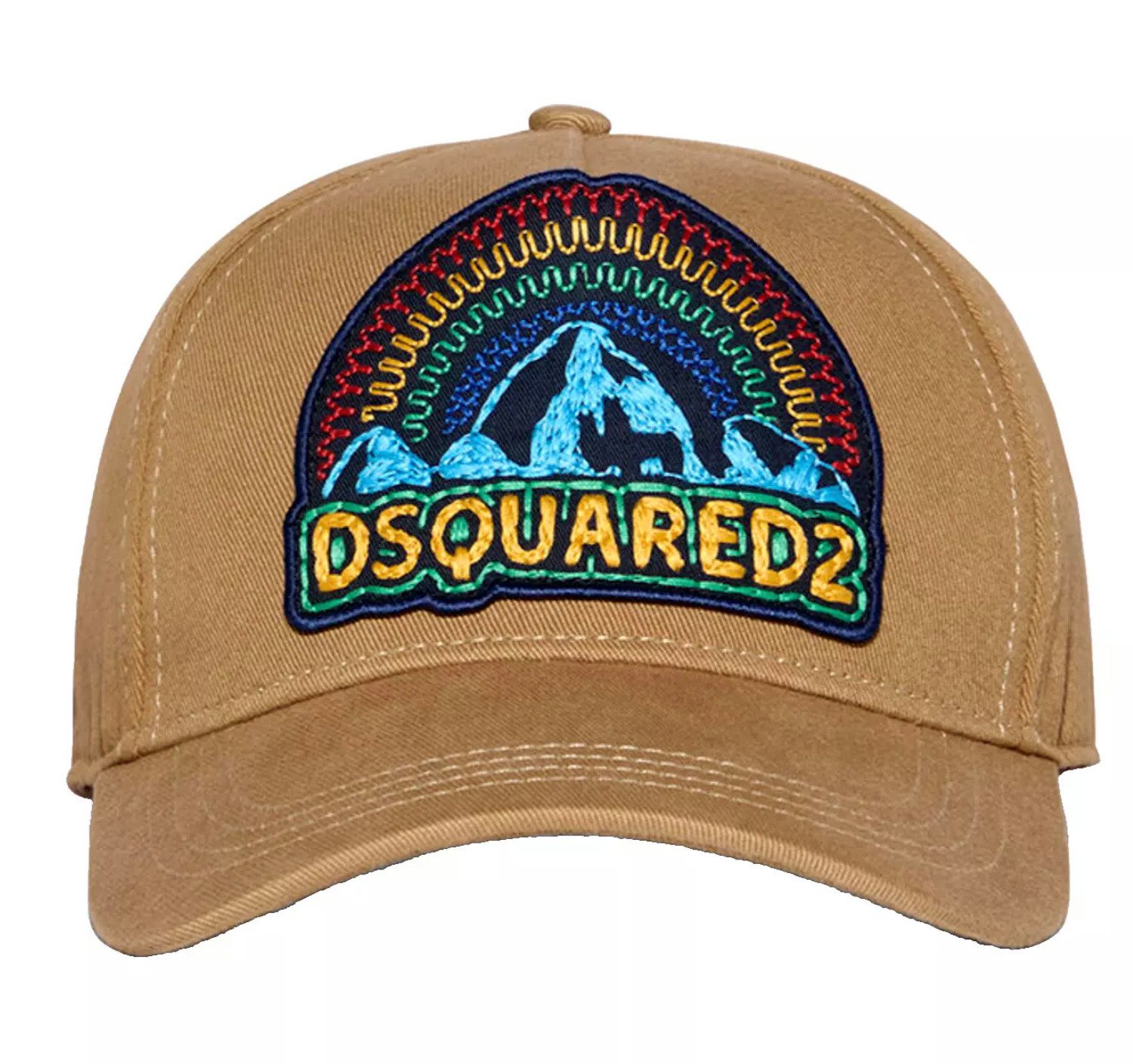 Dsquared2 Baseball Cap Rainbow Basebalkappe Heritage Icon Kappe Cap Hochwertiger bestickter Aufnäher mit Regenbogen- und Bergmotiv