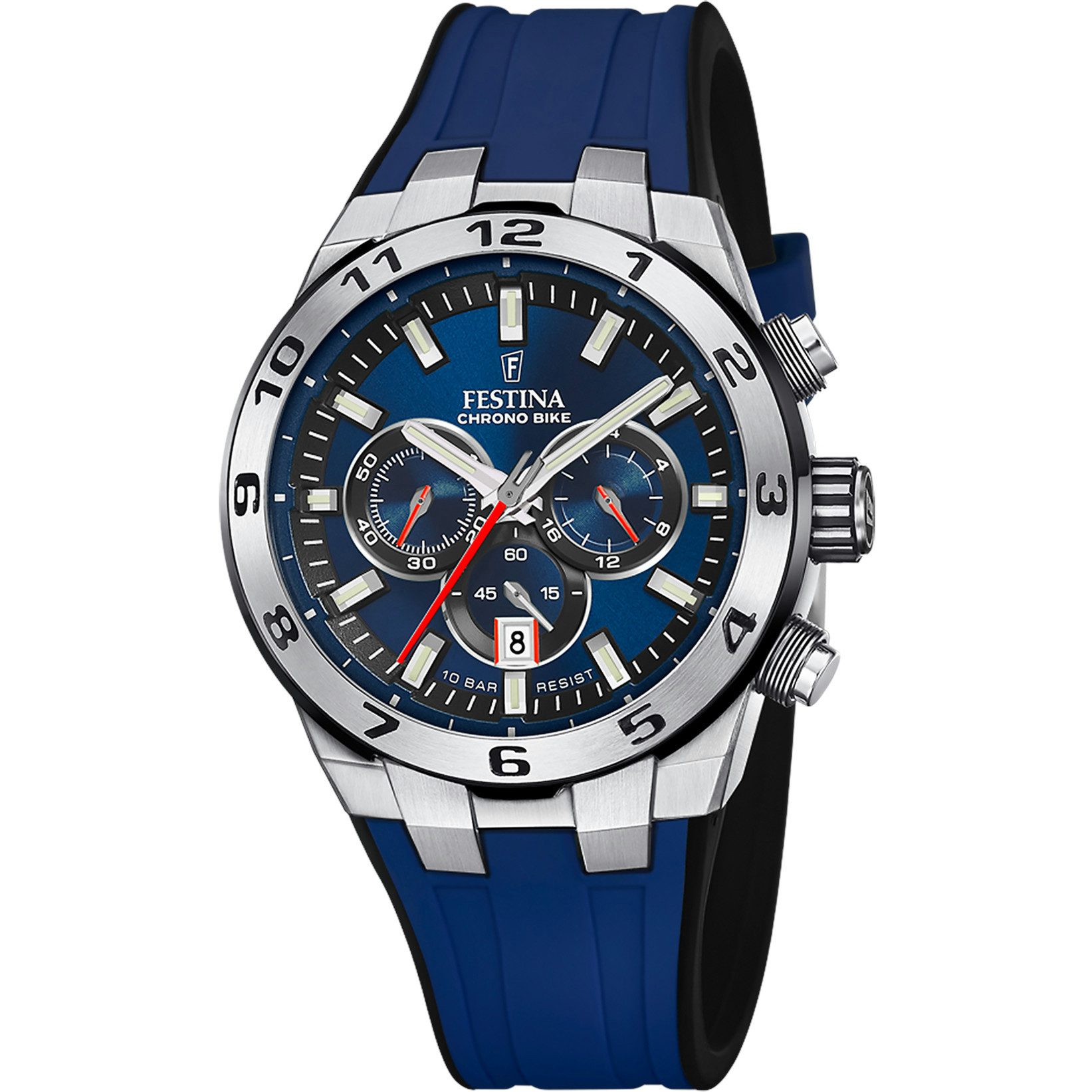 Festina Chronograph Chrono Bike Herrenuhr F20671-1 Dunkelblau Silikonband 44,5 mm F20671/1