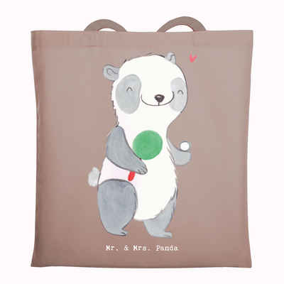 Mr. & Mrs. Panda Tragetasche Panda Tischtennis - Braun Pastell - Geschenk, Beutel, Sportler, Tisch (1-tlg), Design-Highlight