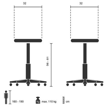 hjh OFFICE Stehhilfe Stehhilfe BALANCE SIT III W Stoff ohne Armlehnen, Hocker, Bürohocker