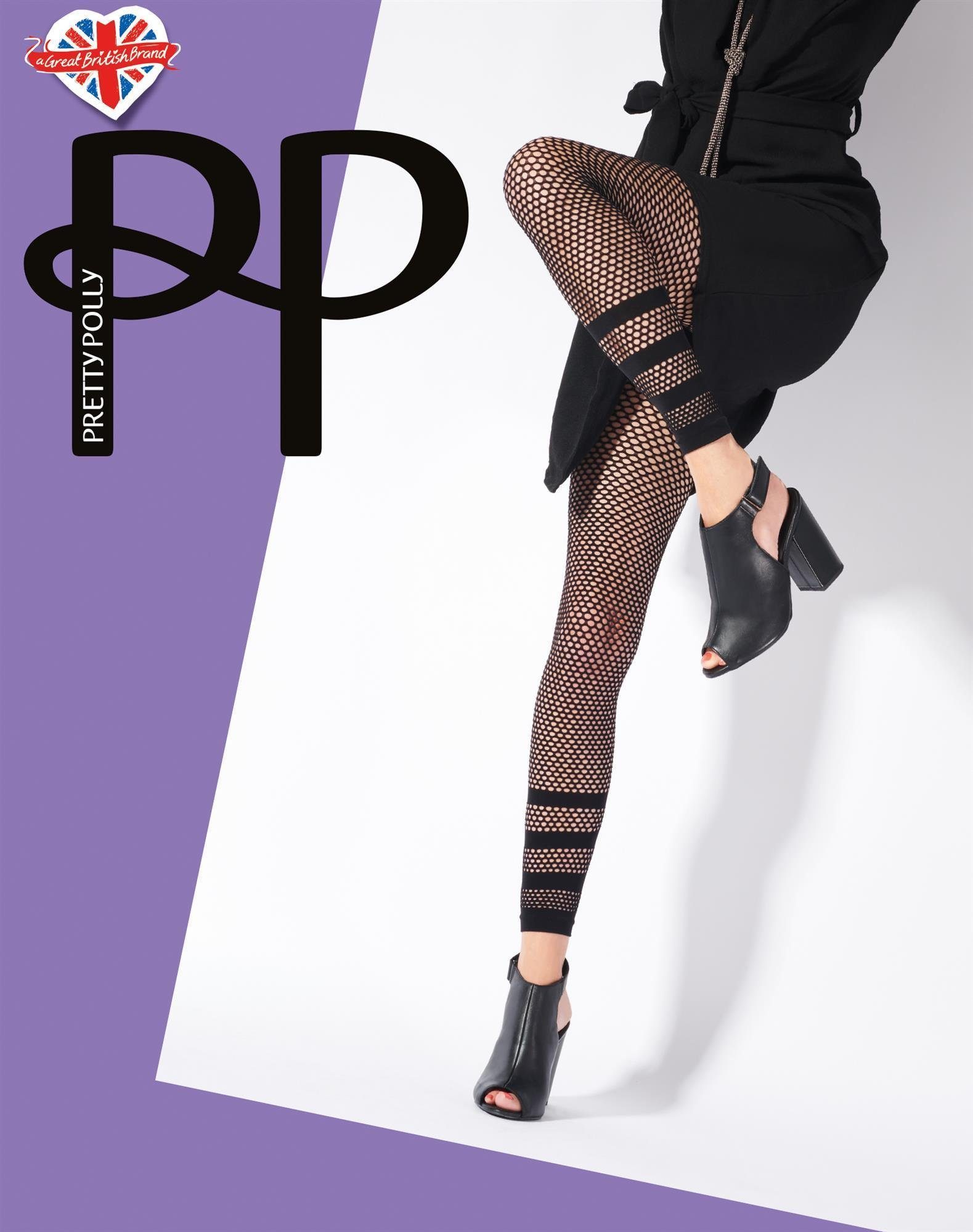 Pretty Polly Feinstrumpfleggings Premium Fashion Stripe Net Footless Tights 15 DEN