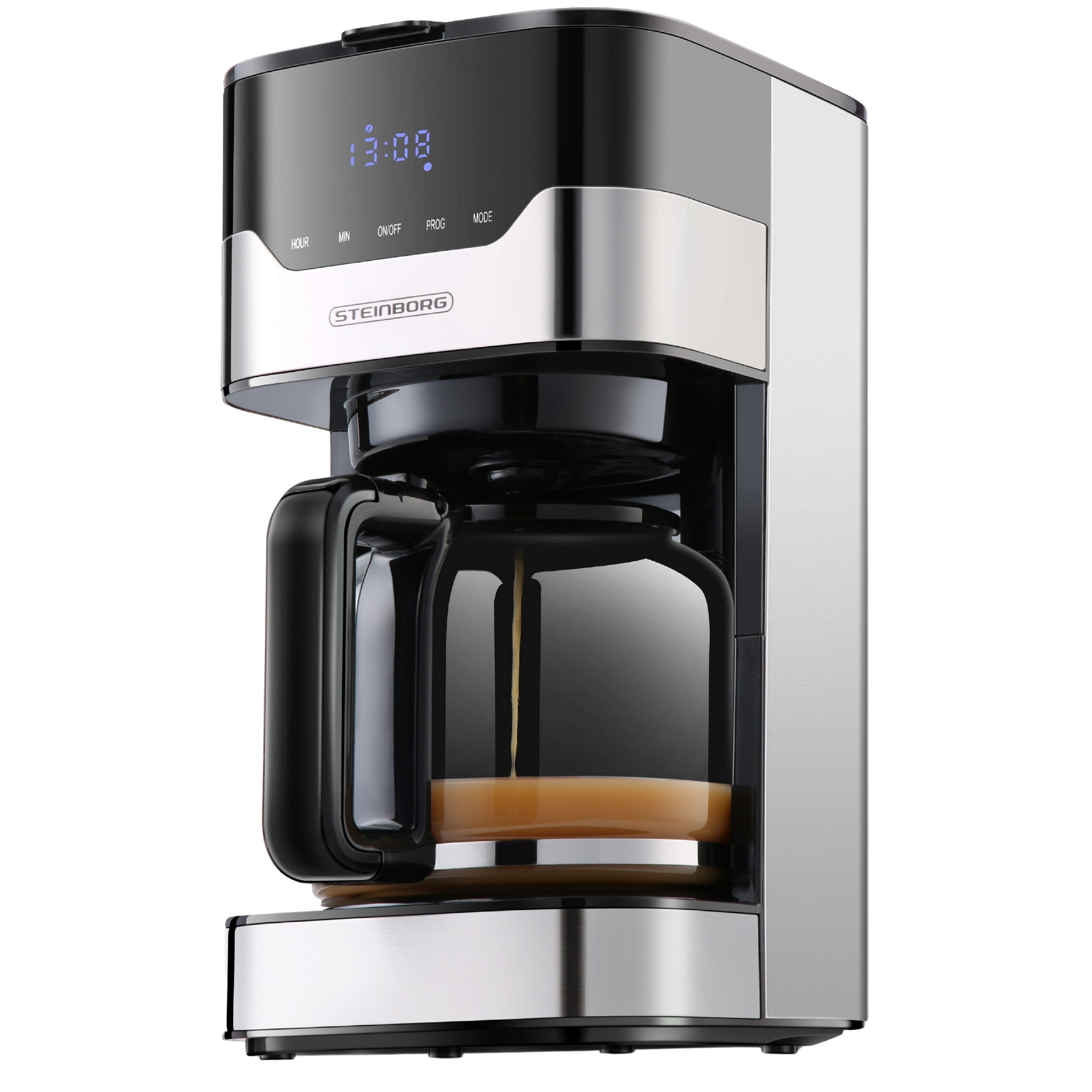 STEINBORG Filterkaffeemaschine SB-6050, 1.5l Kaffeekanne, Papierfilter, Timerfunktion, Tropfstopp-Funktion, Abschaltautomatik