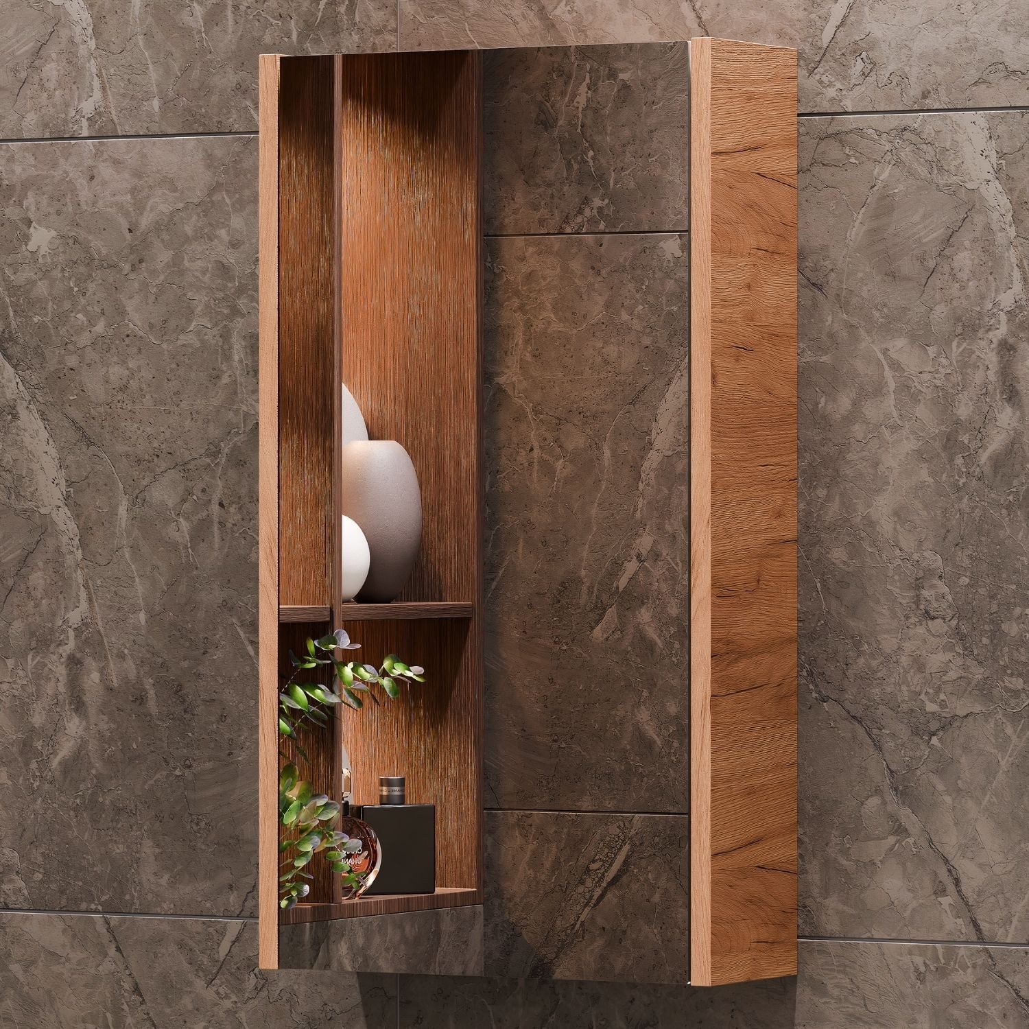 Planetmöbel Badezimmerspiegelschrank Spiegelschrank 40cm Gold Eiche günstig online kaufen