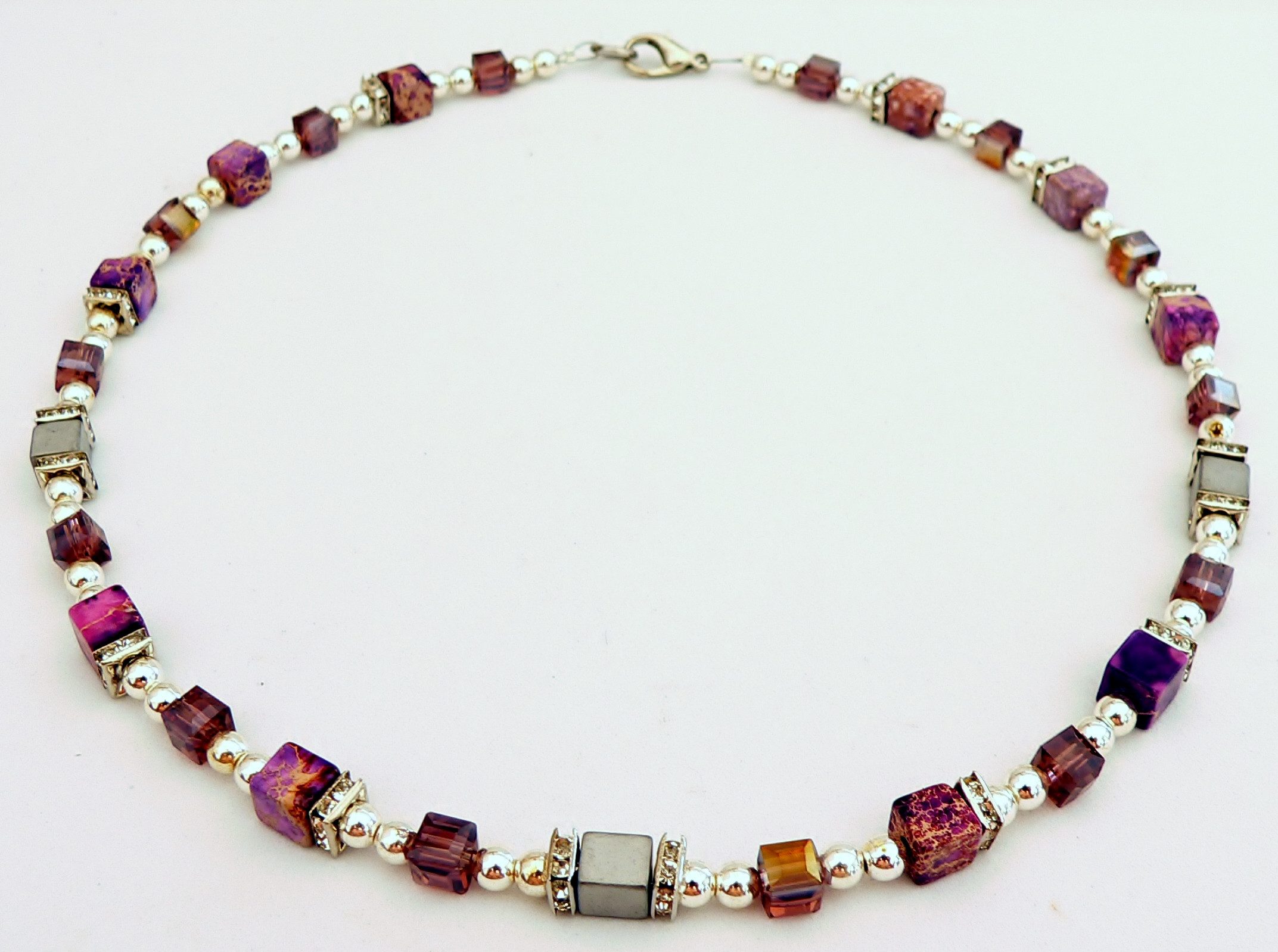 traumschmuck Collier 560g Collier Halskette Würfel Jaspis Kristallglas Hämatit Straß (Valtentinstag), handgefertigt, Made in Germany