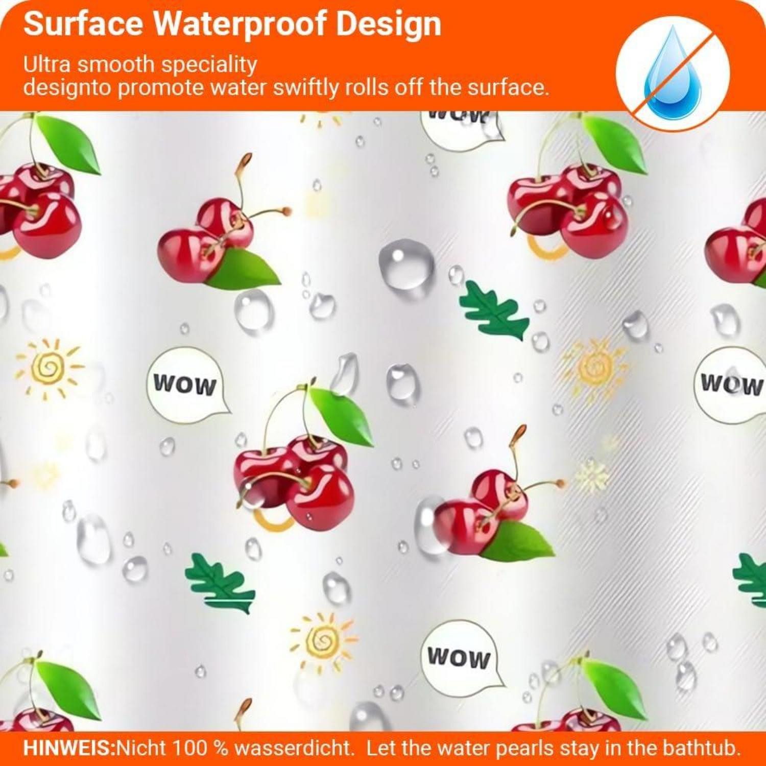 Lerores Duschvorhang Duschvorhang Kirsche 240x200cm, Antischimmel, günstig online kaufen