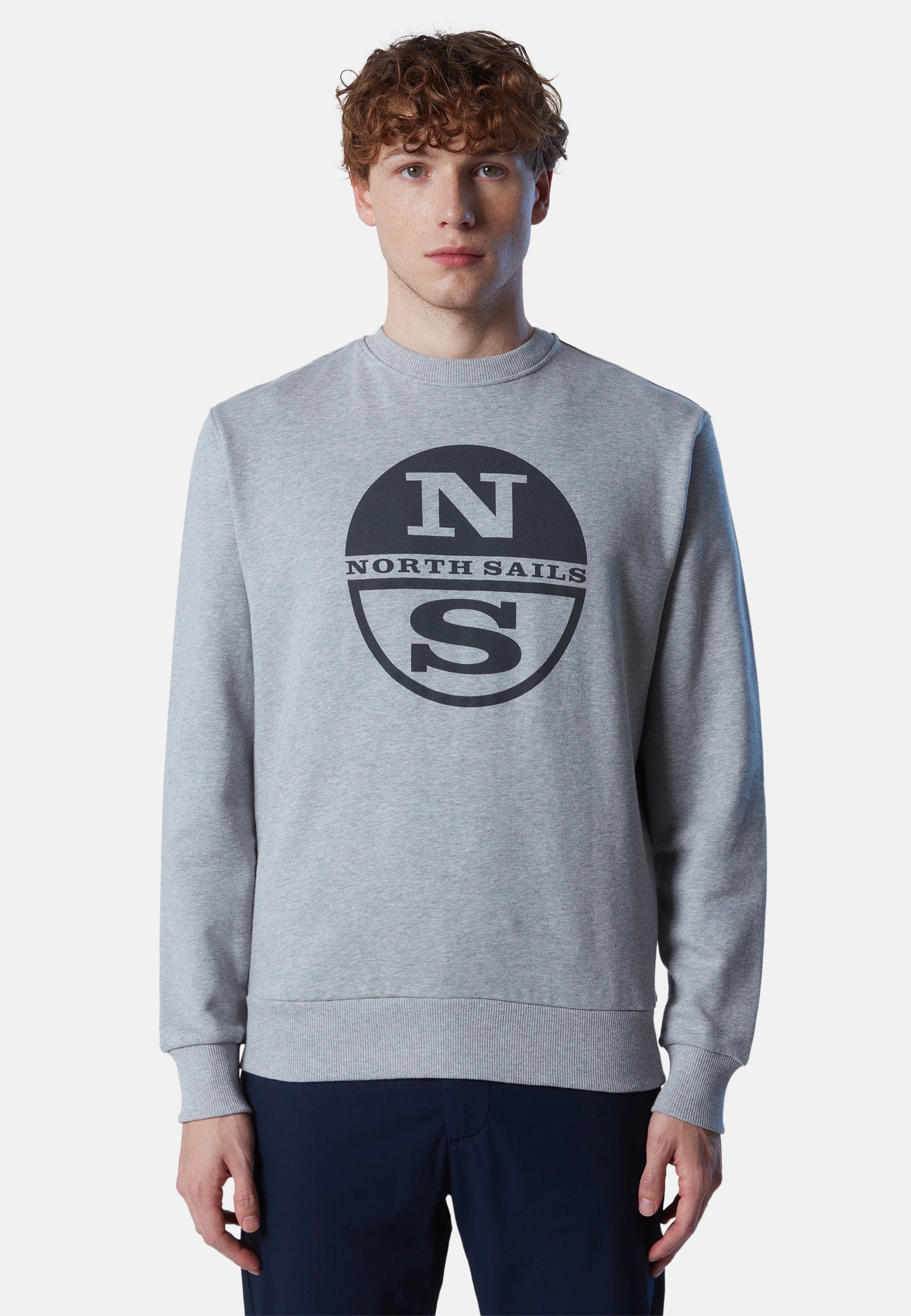 North Sails Fleecepullover Sweatshirt mit grey Maxi-Logo