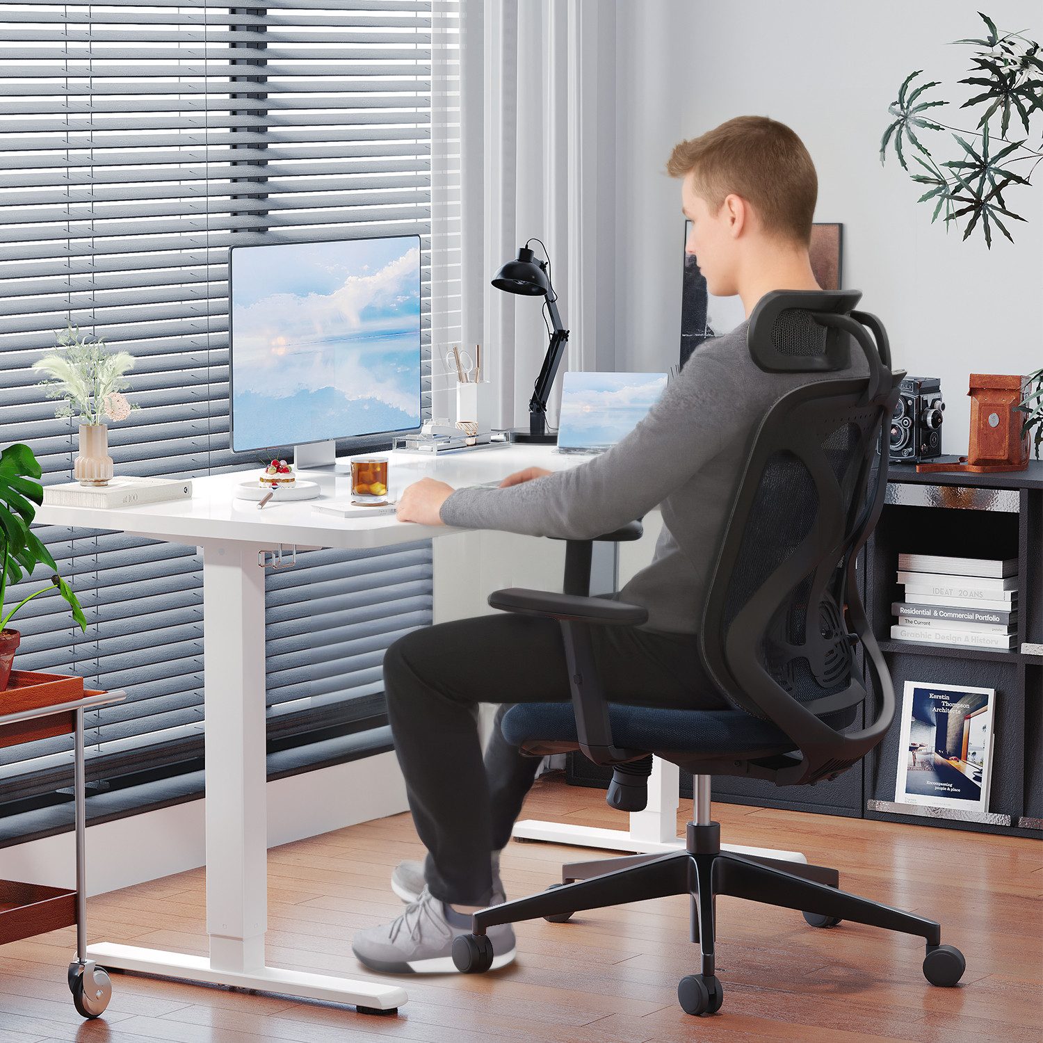 HOMALL Schreibtisch Schreibtisch Höhenverstellbarer mit Gedächtnis und Sitz günstig online kaufen