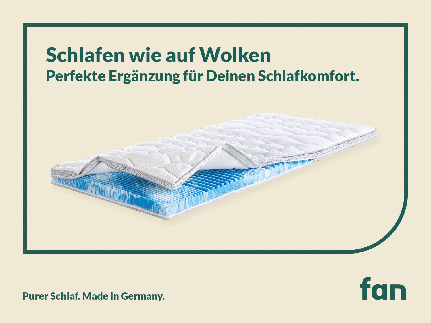 fan, Topper Gel-Feeling, 7 Zonen Topper 90x200 cm, 180x200 cm & weitere Größen, 8 cm hoch, Kaltschaum, Matratze, Boxspringbett, Hausstauballergiker geeignet, ergonomisch