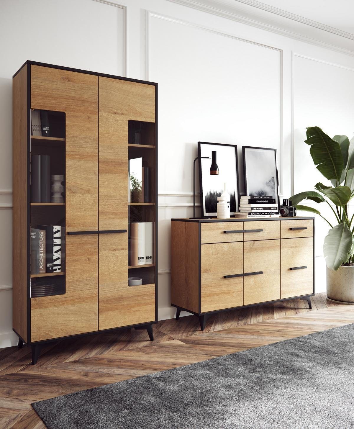 JVmoebel Kommode, Luxus Anrichte Schrank Holz Stil Kommode Wohnzimmer Möbel