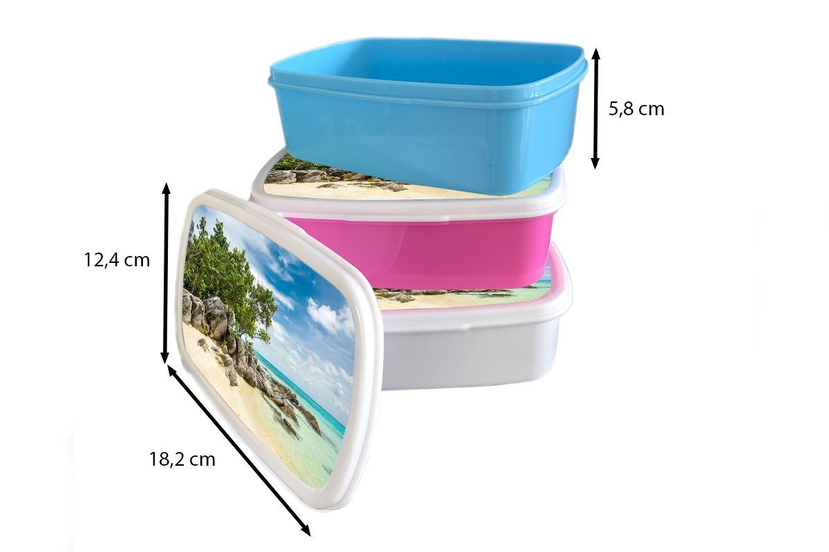 Kinder Brotbox Lunchbox Kunststoff, Jungs - - und Strand Brotdose, weiß für Meer Mädchen - MuchoWow Erwachsene, für Steine (2-tlg), Sommer, und