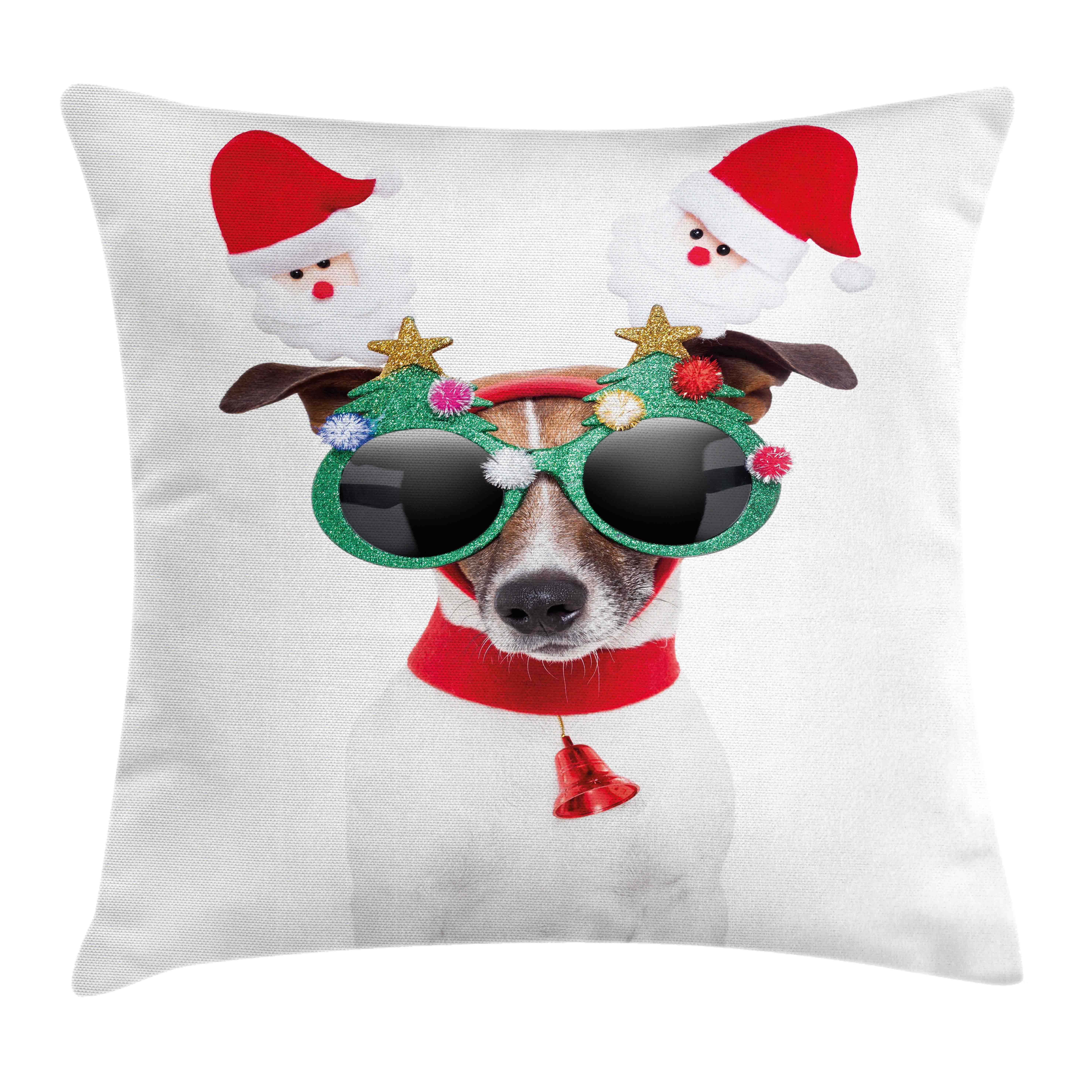 (1 Kissenbezüge Druck, Farben Kissenhülle Stück), Lustige Beidseitiger Abakuhaus mit Reißverschluss Hundesonnenbrillen Weihnachten Farbfesten