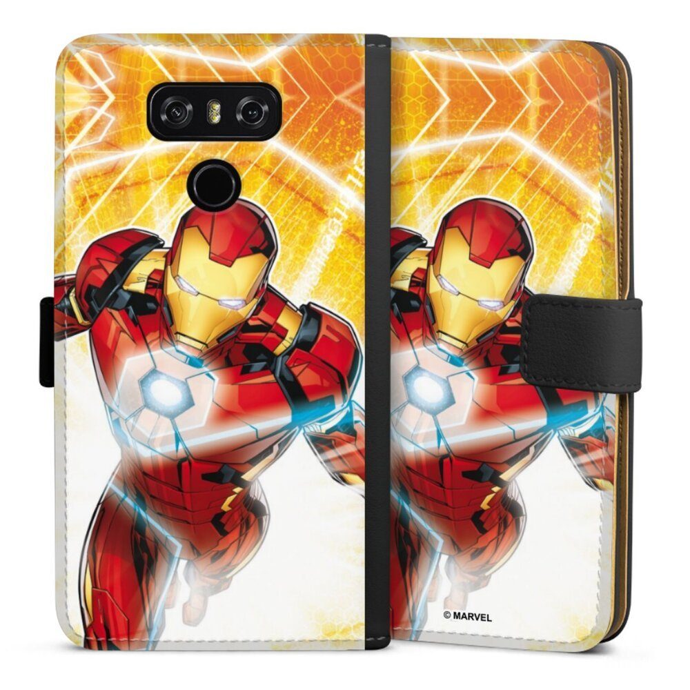 DeinDesign Handyhülle Iron Man on Fire, LG G6 Hülle Handy Flip Case Wallet Cover Handytasche Leder