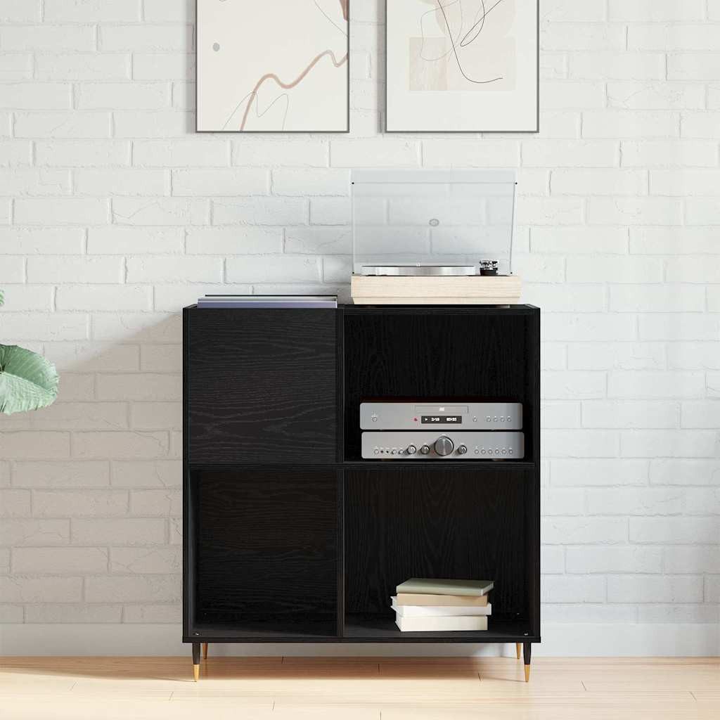 vidaXL Media-Regal Schallplattenschrank Schwarz Eichen-Optik 85 x 38 x 89 cm, 1-tlg.