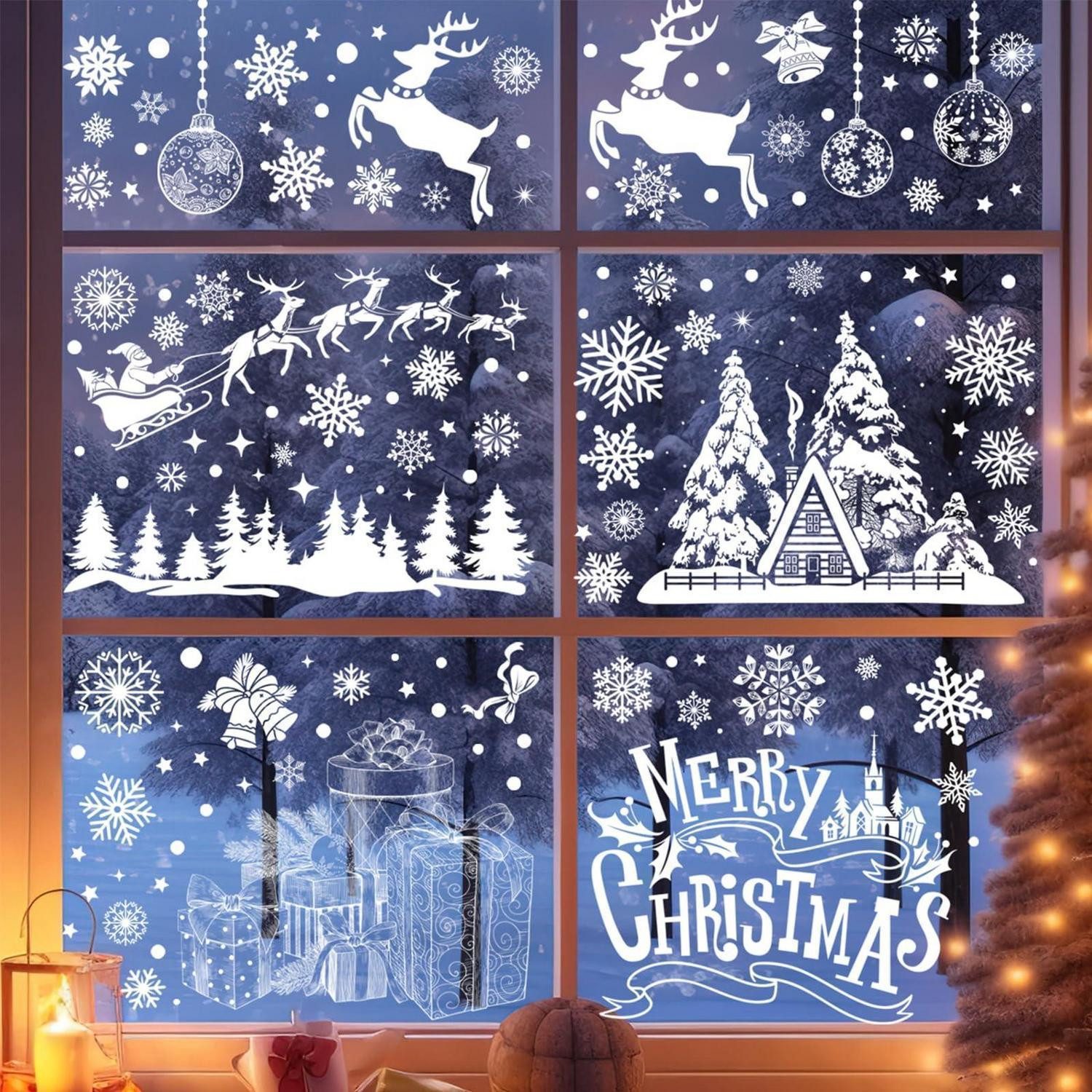 LuxusKollektion Fensterbild Fensterbilder Weihnachten Schneeflocken 9St. PVC