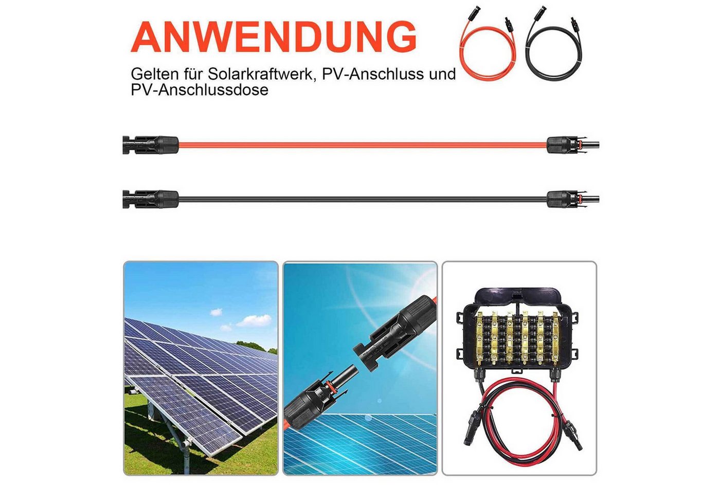 Thumbnail - Rhein Beleuchtung Solaranlage 4 mm²/12AWG Solarkabel-Verlängerungskabel (mit Buchse und Stecker), (solarkabel verlängeru...