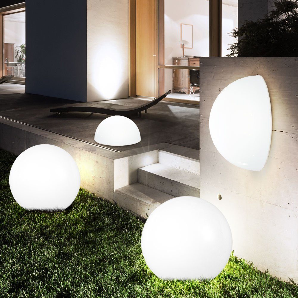 etc-shop LED Gartenleuchte, LED-Leuchtmittel fest verbaut, 4er Set LED  Solar Steck Lampen Garten Weg Außen Beleuchtung Kugel Wand