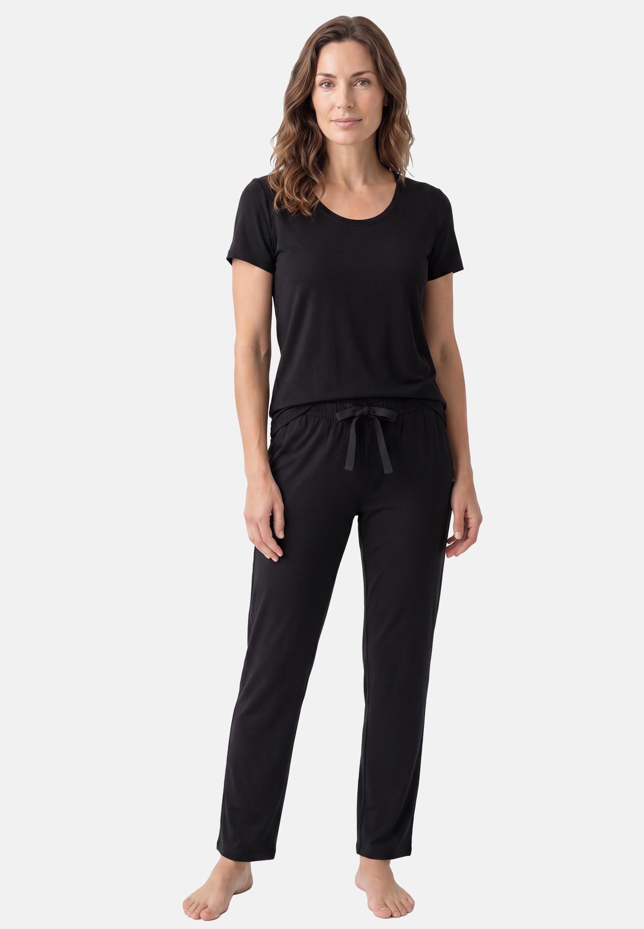 Schiesser Pyjama Mix & Relax (Set, 2 tlg) Schlafanzug - Atmungsaktiv - Set aus T-Shirt und langer Hose