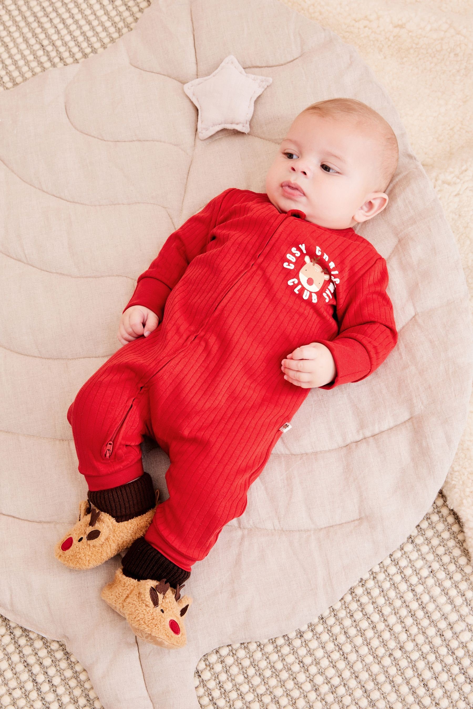 Next Baby-Strampler Schlafoverall Weihnachten Red (1-tlg) Fußloser