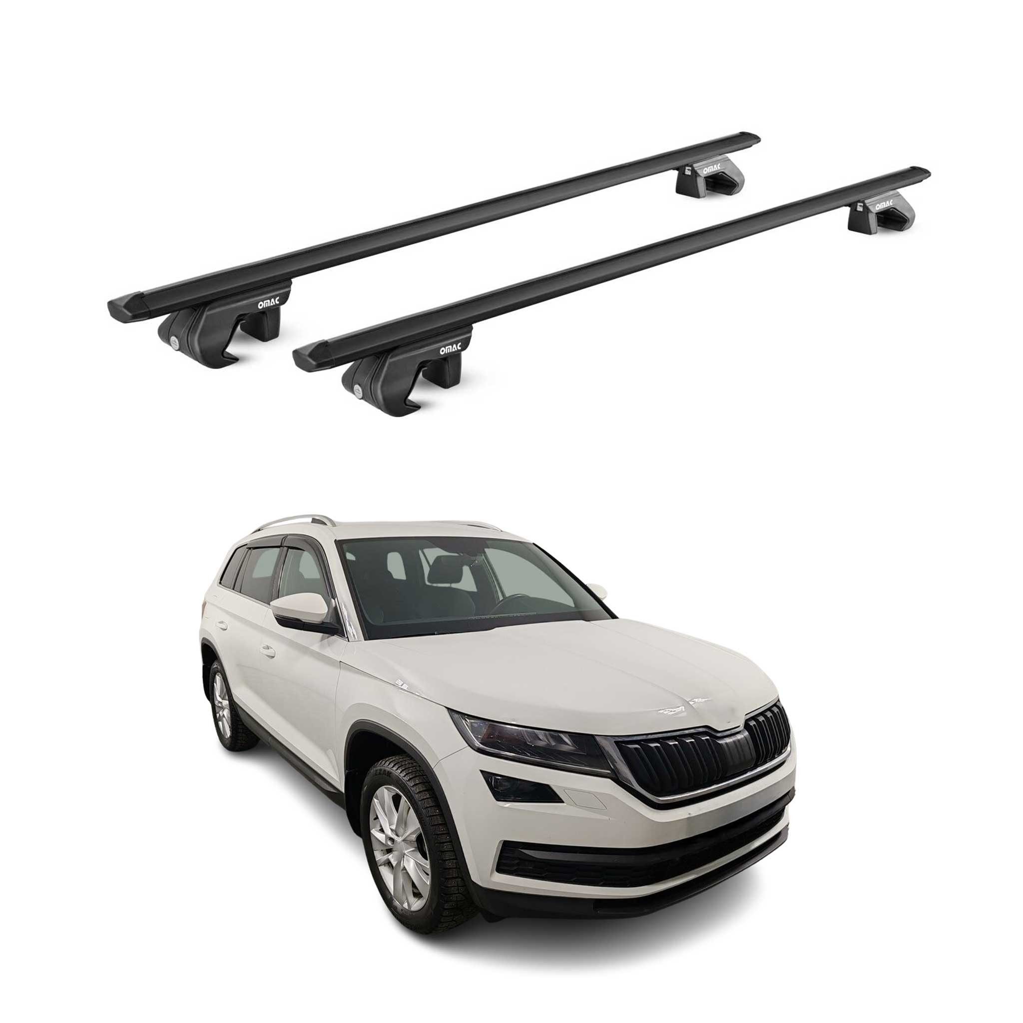 OMAC Dachträger Gepäckträger für Skoda Kodiaq NS7 2017-2025 Alu Schwarz 2 tlg ABE (2-St), Wasserbeständig,Abnehmbar,Multifunktional,Leichtgewichtig