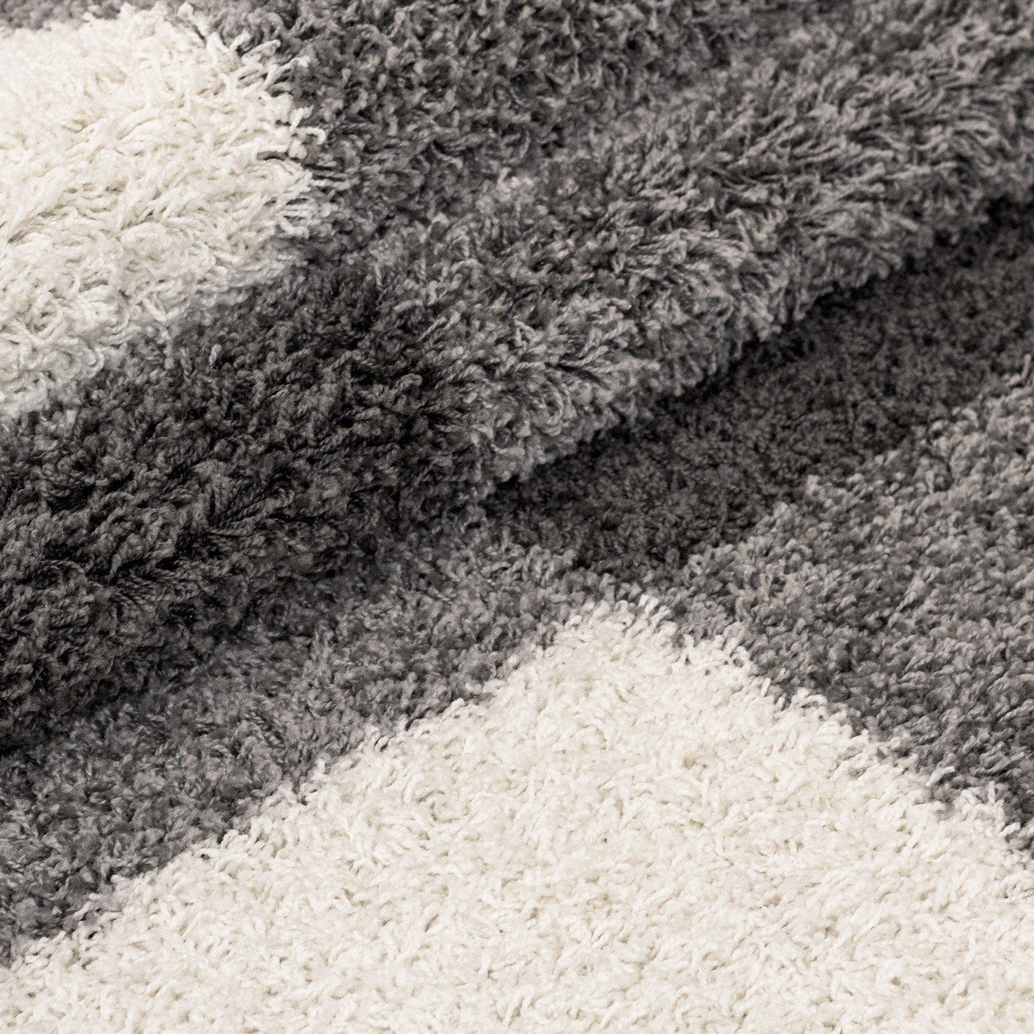Stilvoll Günstig Hochflor-Teppich für Wohnzimmer und Schlafzimmer Kariertes Design, Rund, Höhe: 30 mm